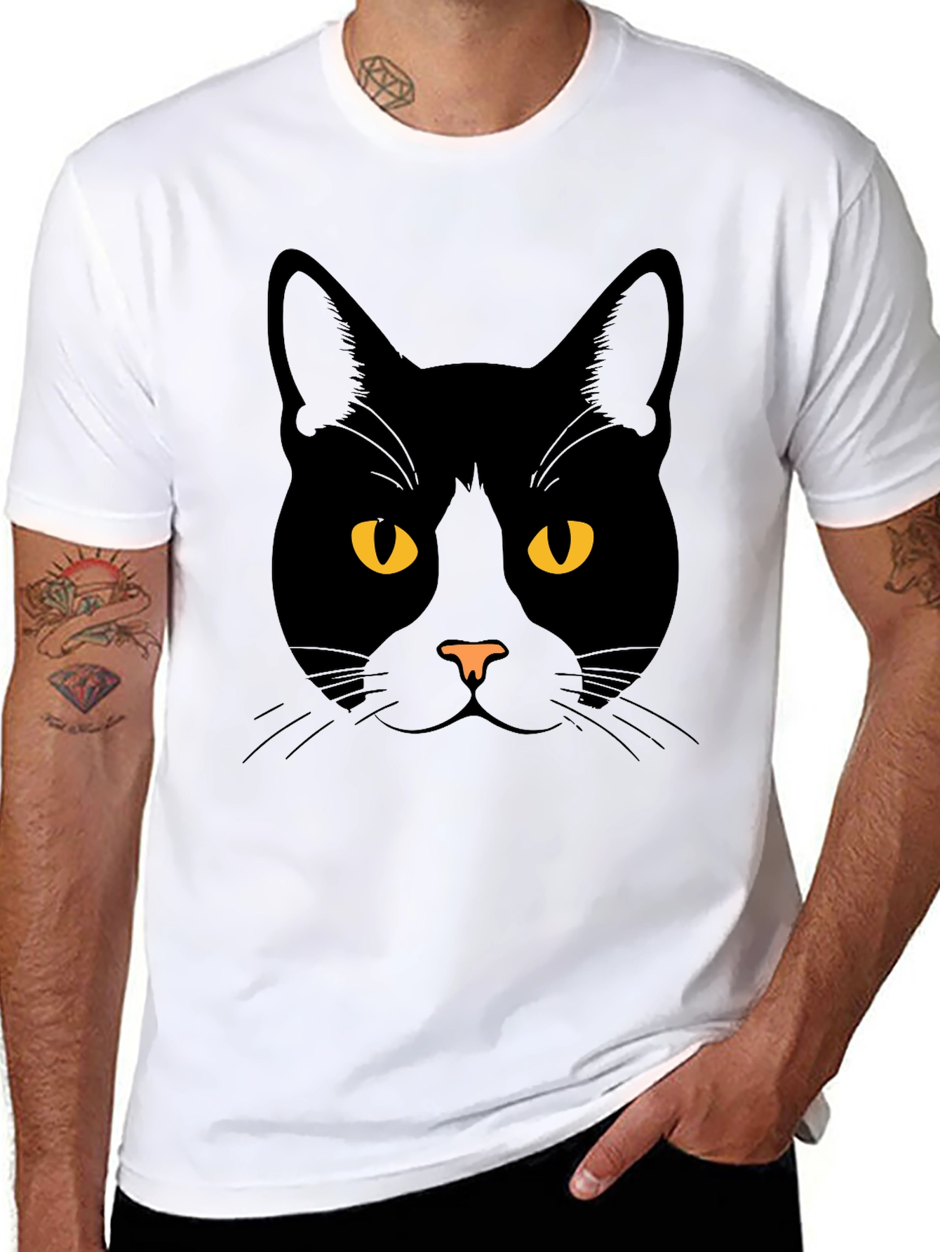 Black Cat Face Graphic Tee