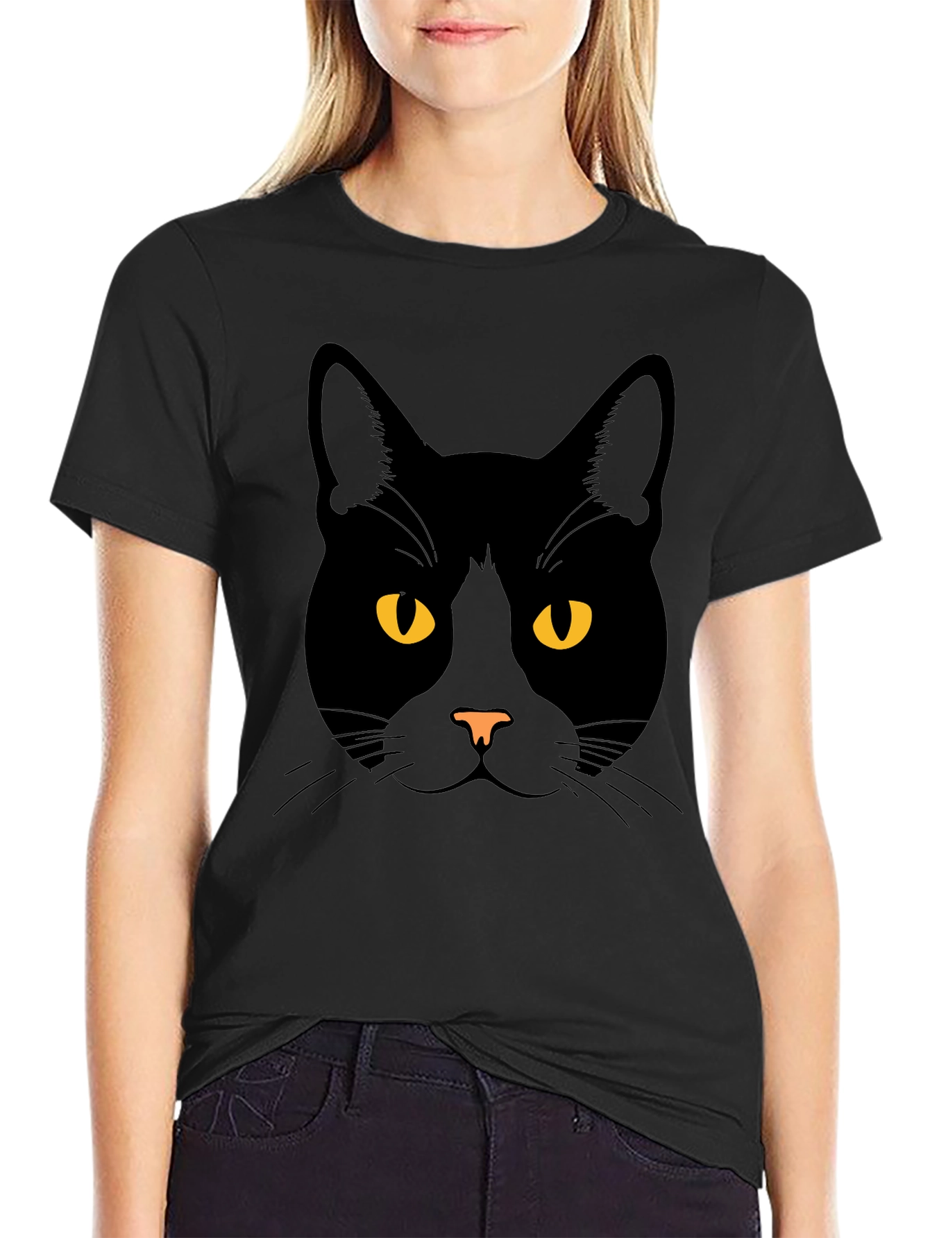 Black Cat Face Graphic Tee