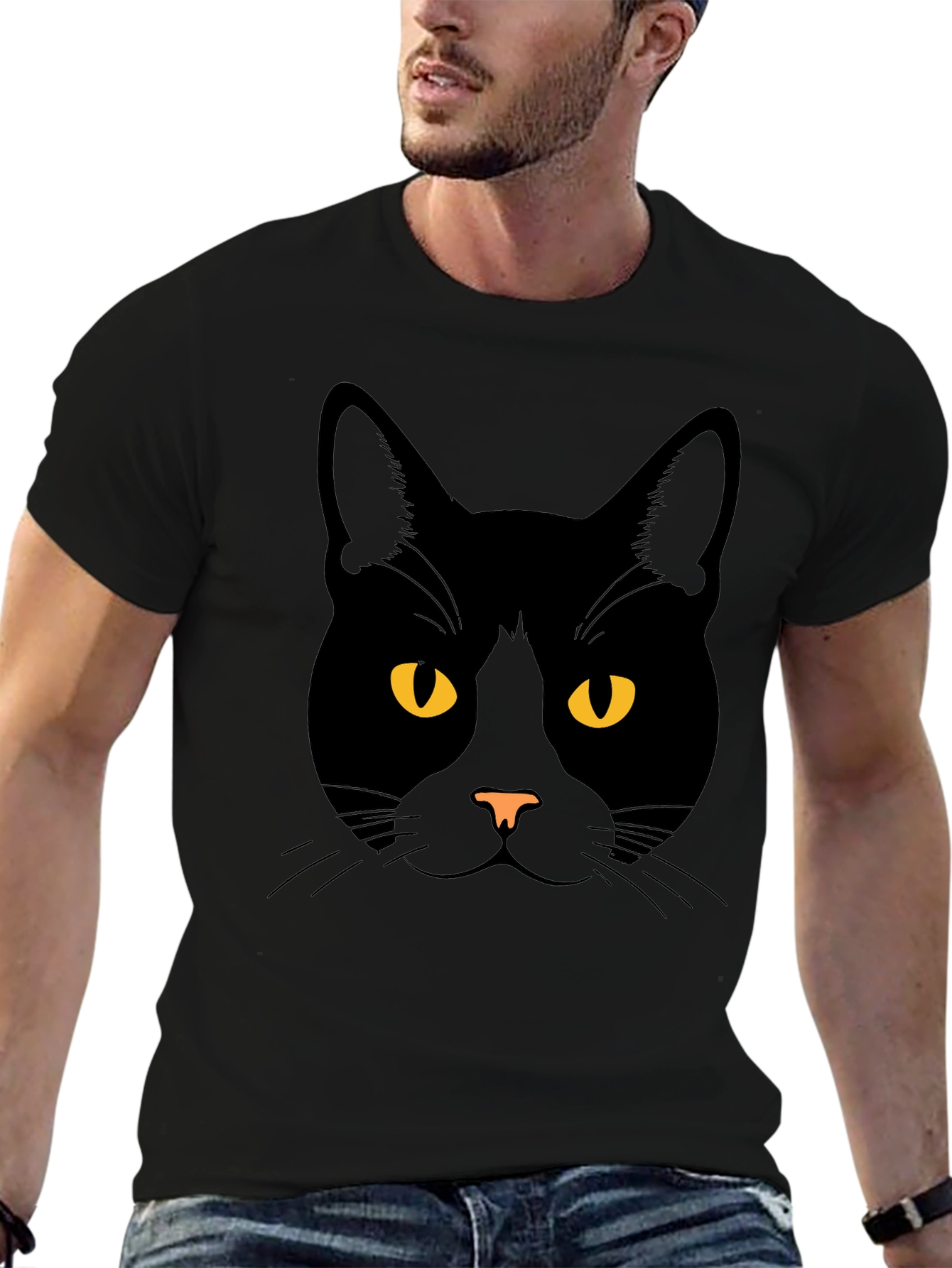 Black Cat Face Graphic Tee