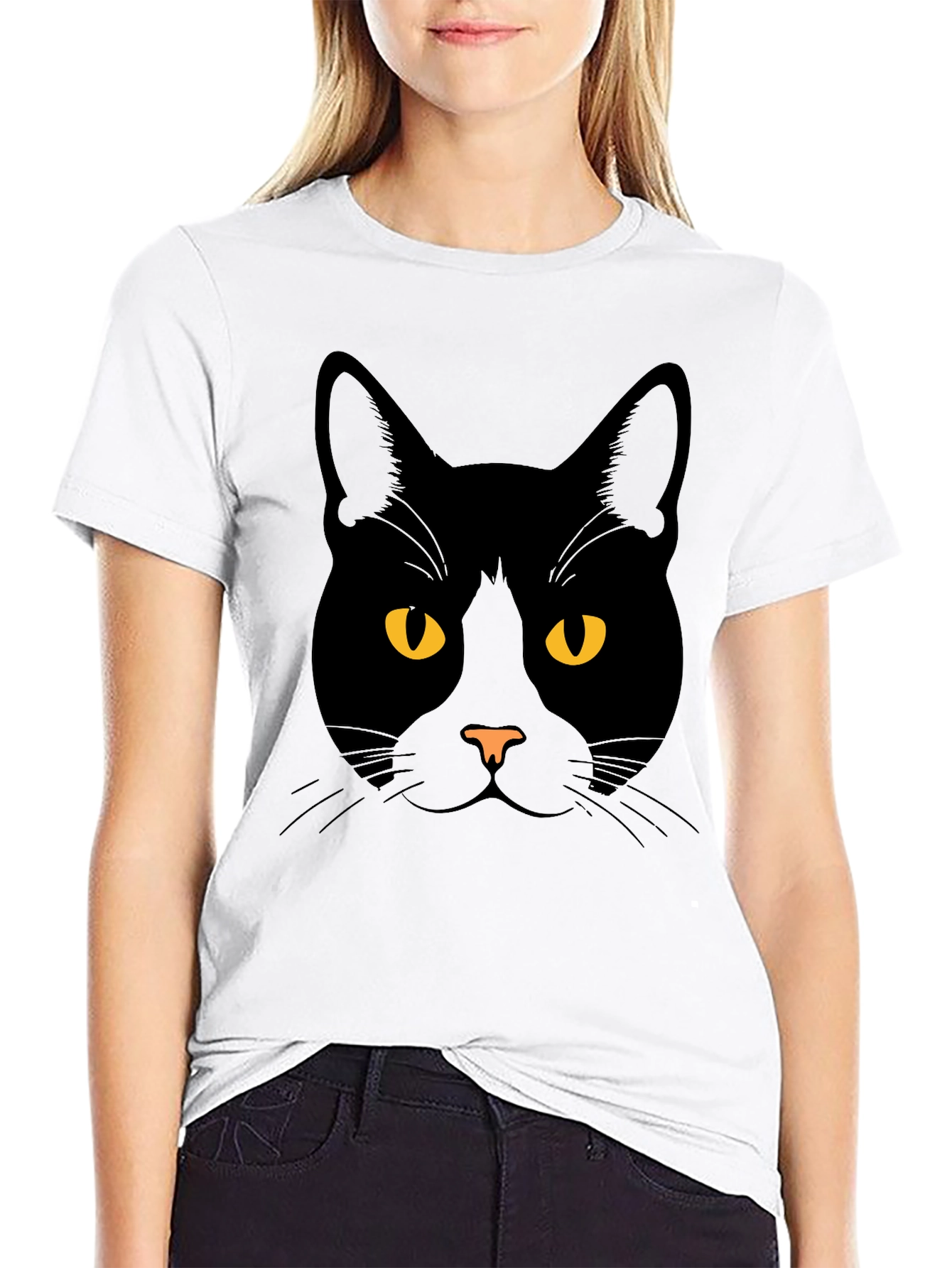 Black Cat Face Graphic Tee