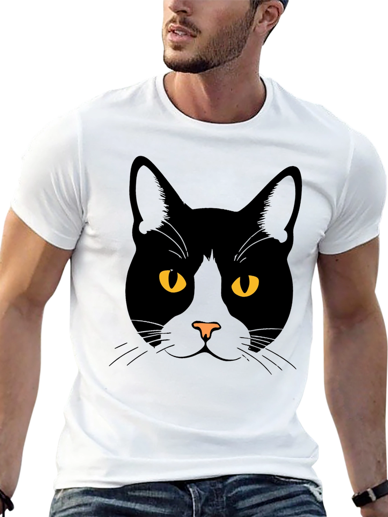 Black Cat Face Graphic Tee