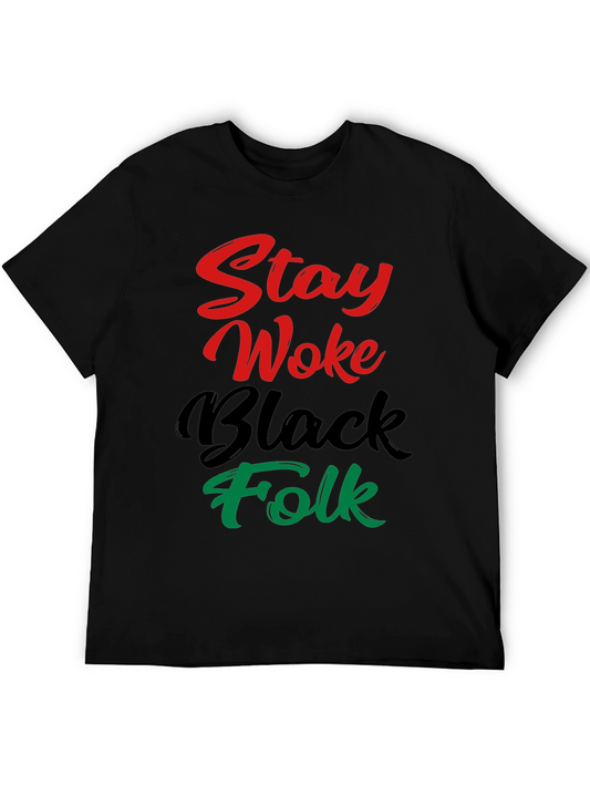 Stay Woke Black Folk Graphic Tee - Black Pride T-Shirt