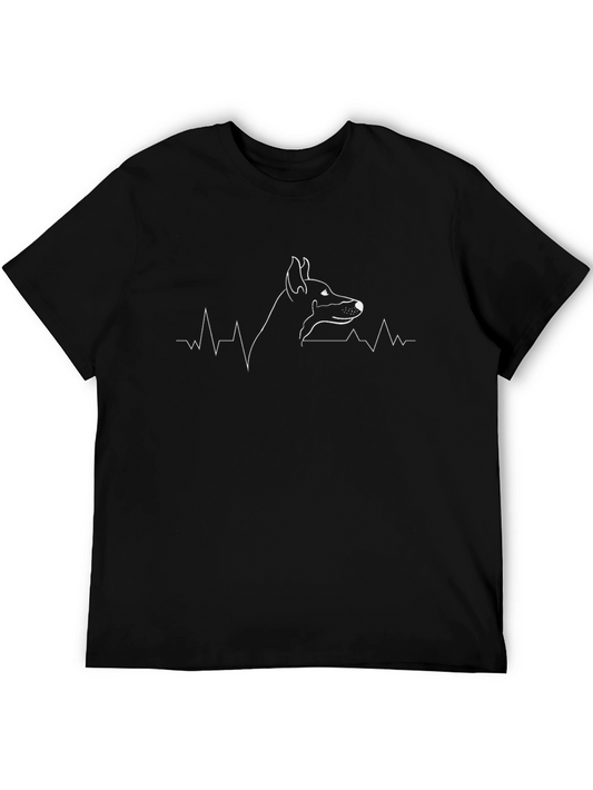 Dog Breed Heartbeat Graphic Tee - Modern Line Art