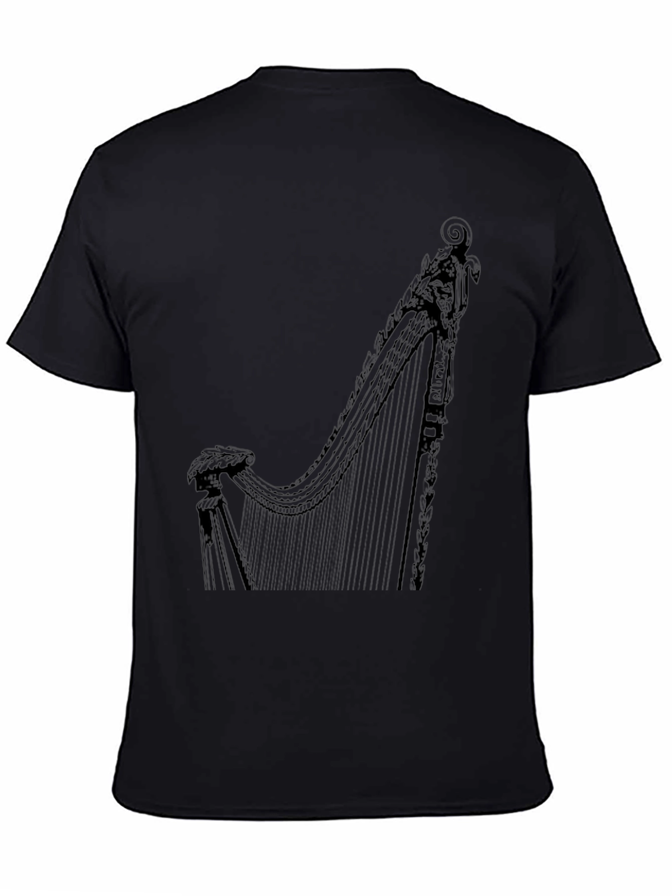 Harp Graphic Black T-Shirt | Musician Style