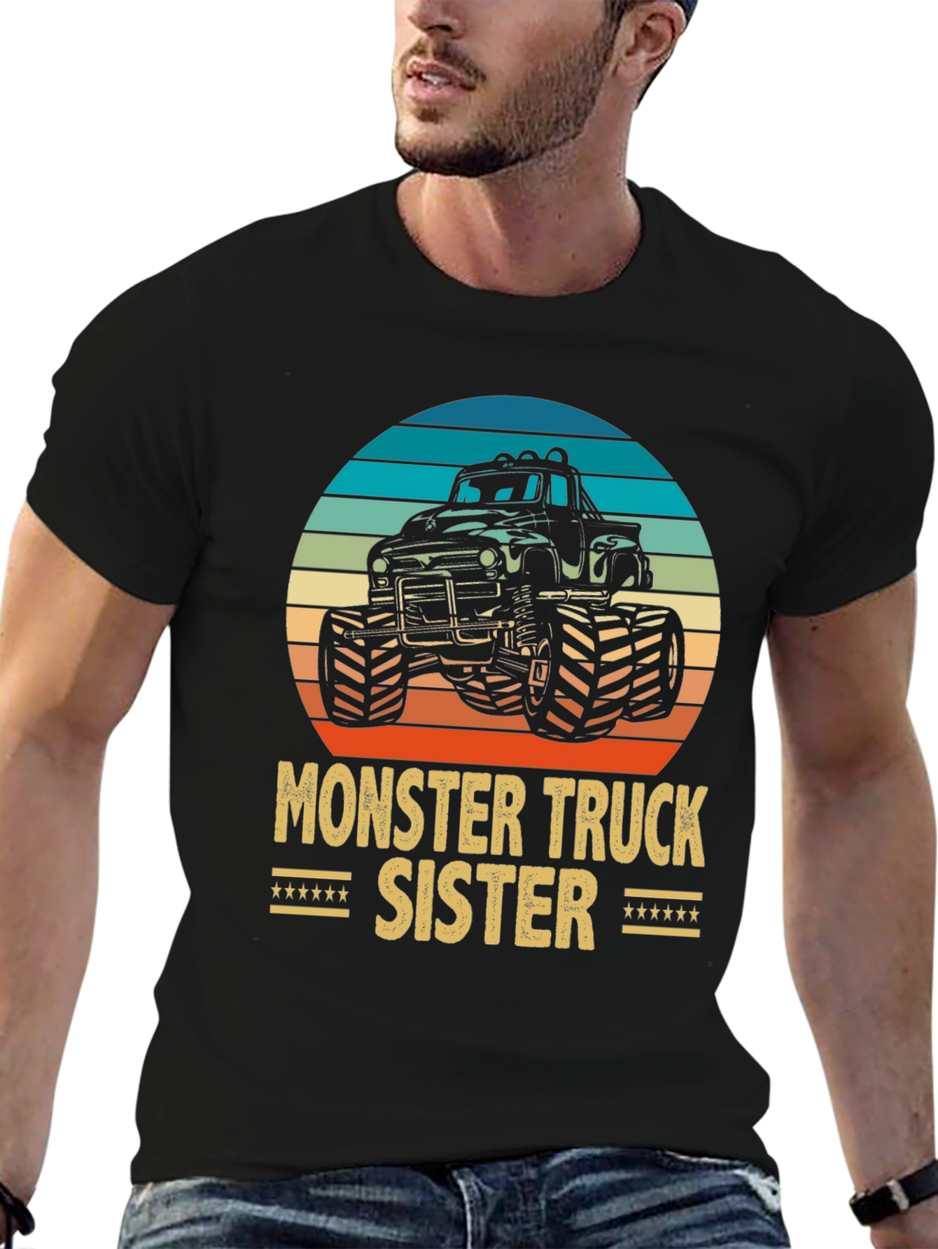 Monster Truck Sister Graphic Tee - Black Cotton Blend