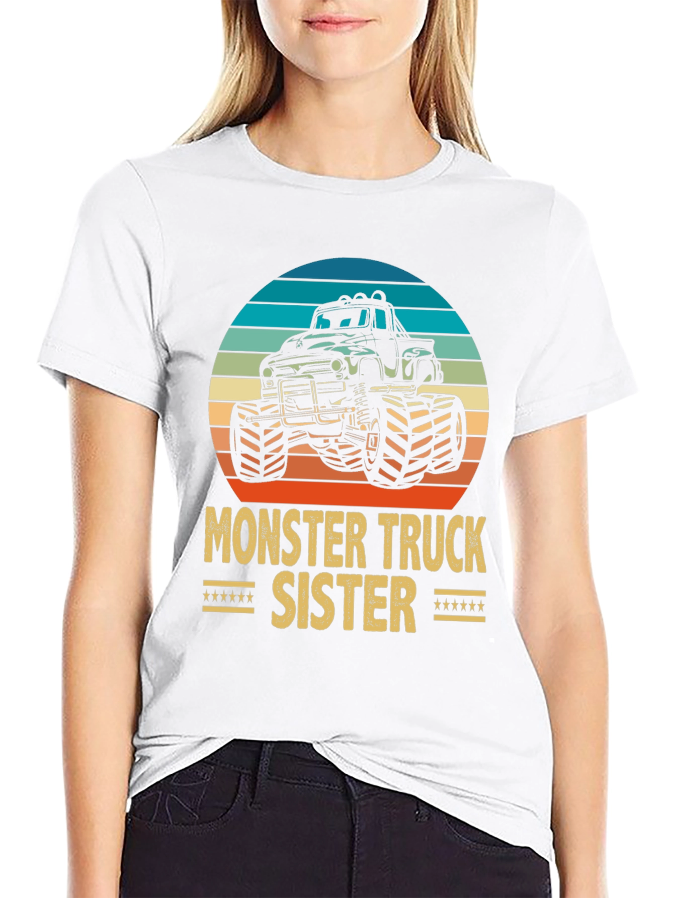 Monster Truck Sister Graphic Tee - Black Cotton Blend