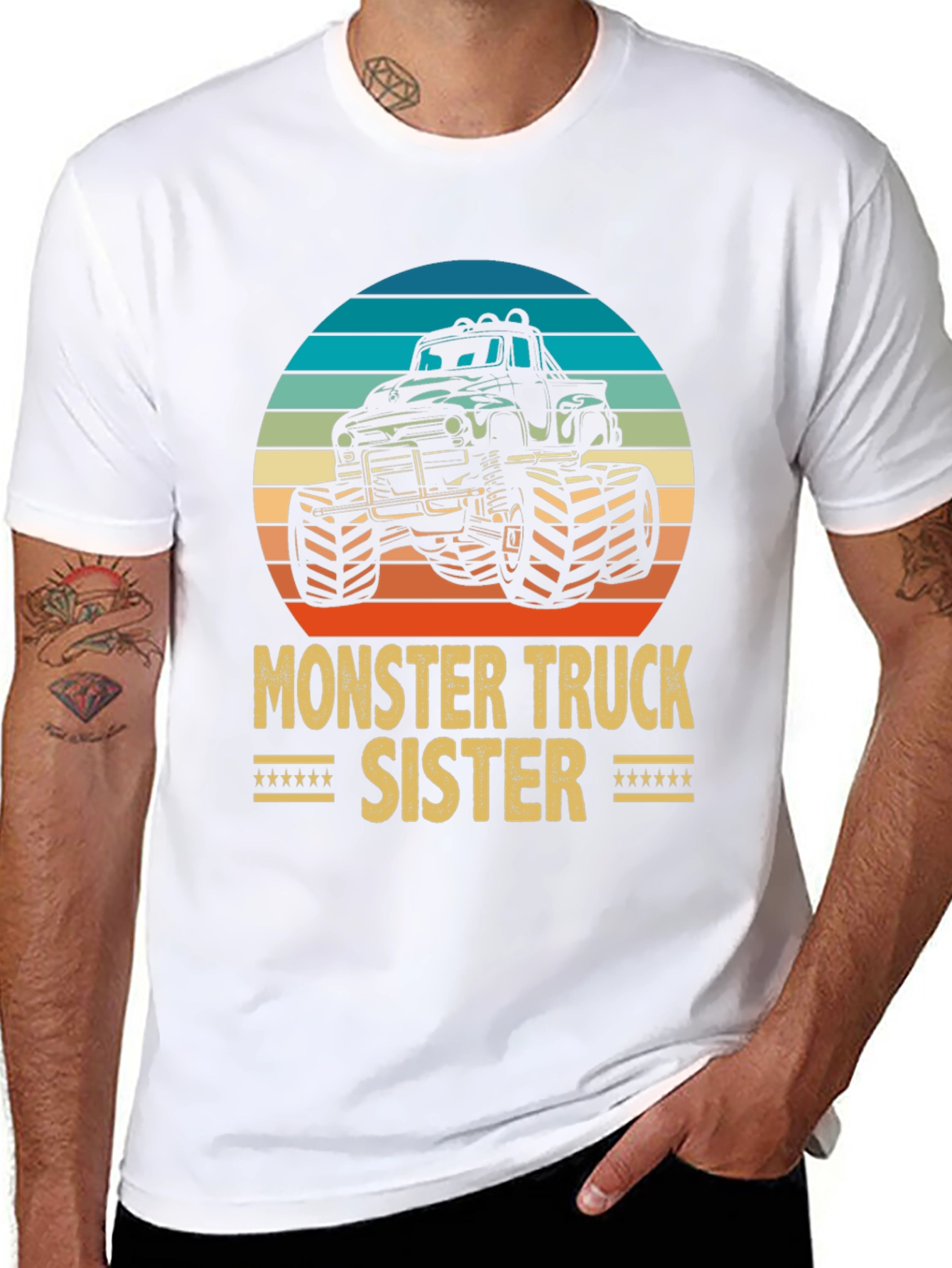 Monster Truck Sister Graphic Tee - Black Cotton Blend