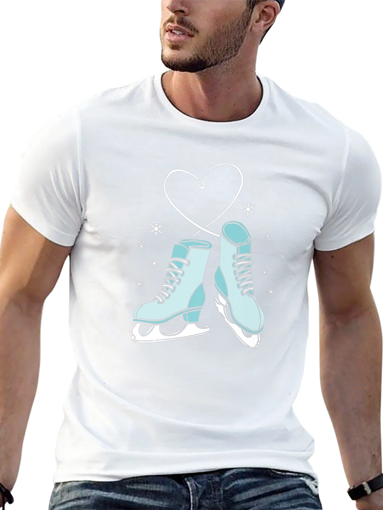 Ice Skate Heart Graphic Tee - Winter Fashion