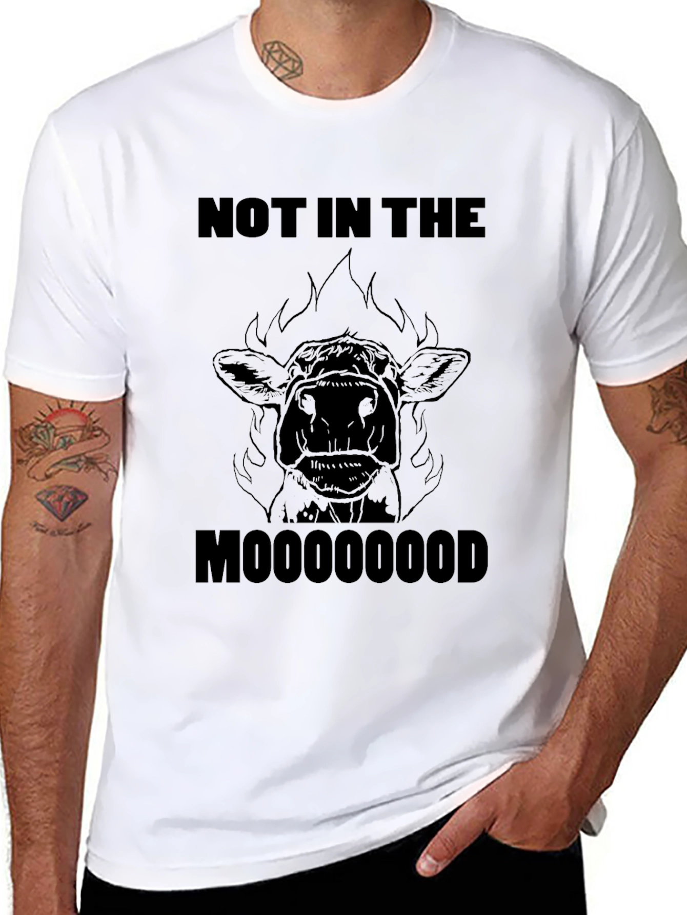 Not In The Moooood T-Shirt Funny Cow Tee