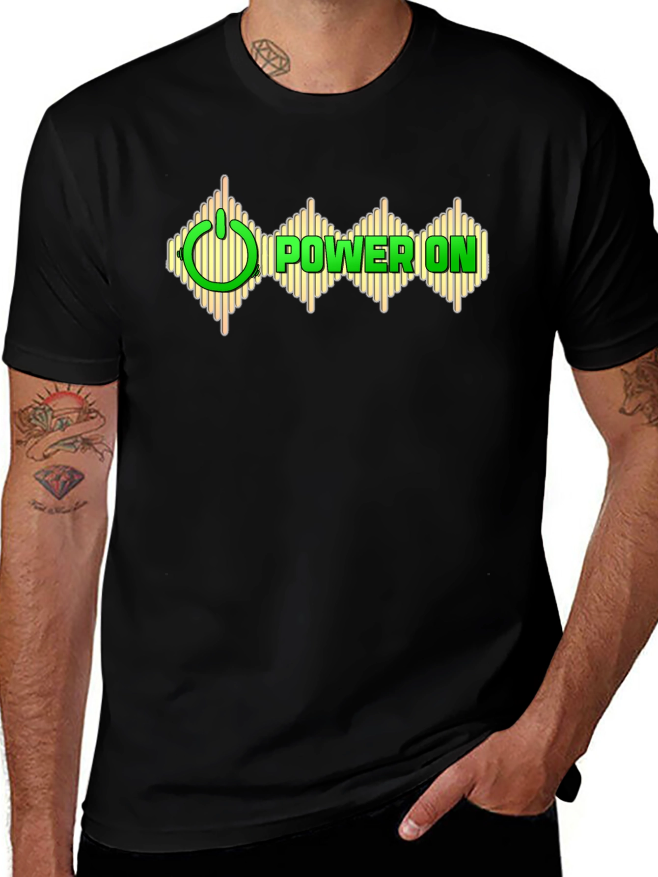 Power On Graphic Black T-Shirt