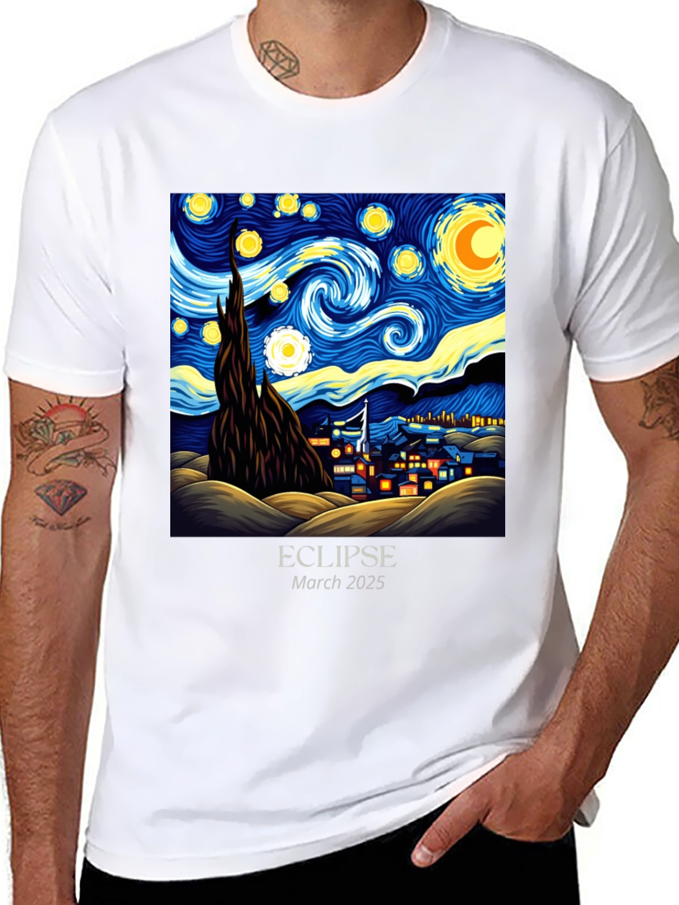 Starry Night Eclipse 2025 Graphic Tee
