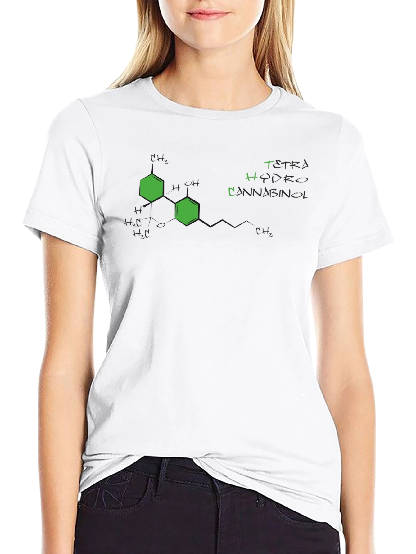 Tetrahydrocannabinol (THC) Molecule Black T-Shirt