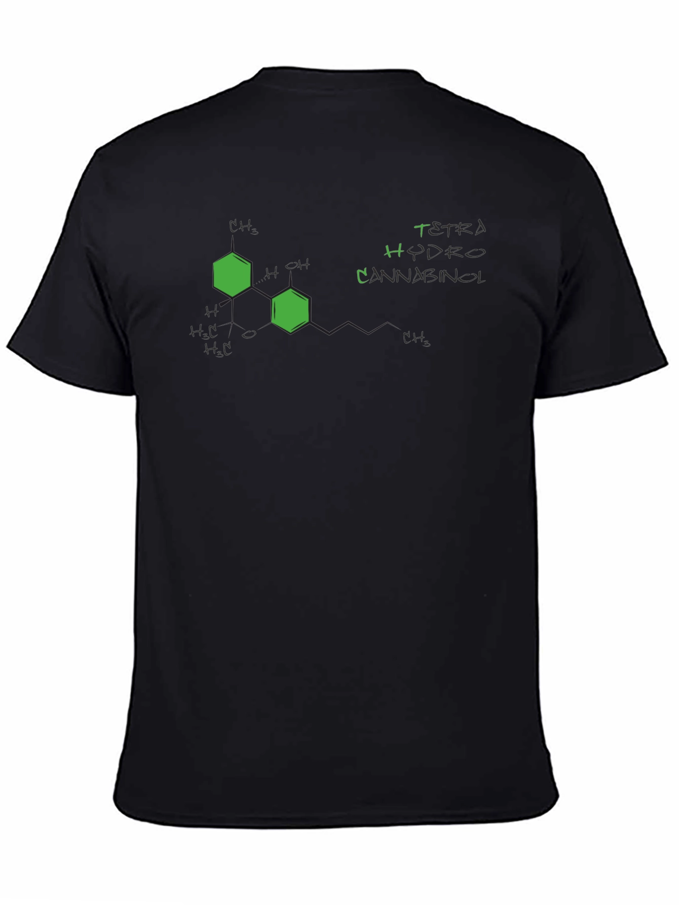 Tetrahydrocannabinol (THC) Molecule Black T-Shirt