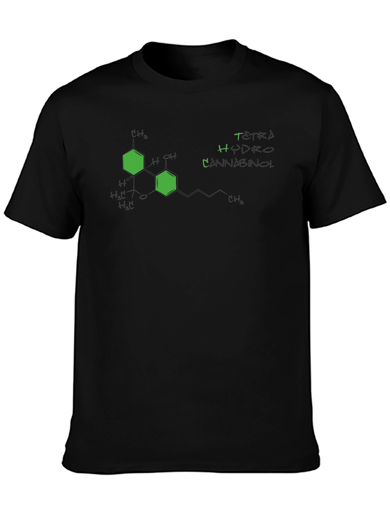 Tetrahydrocannabinol (THC) Molecule Black T-Shirt