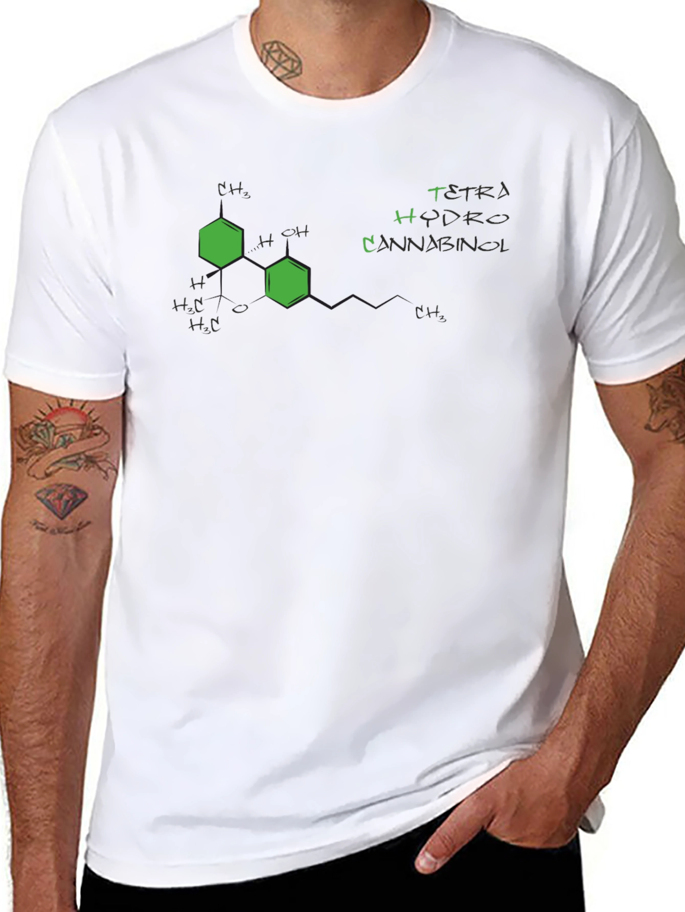 Tetrahydrocannabinol (THC) Molecule Black T-Shirt