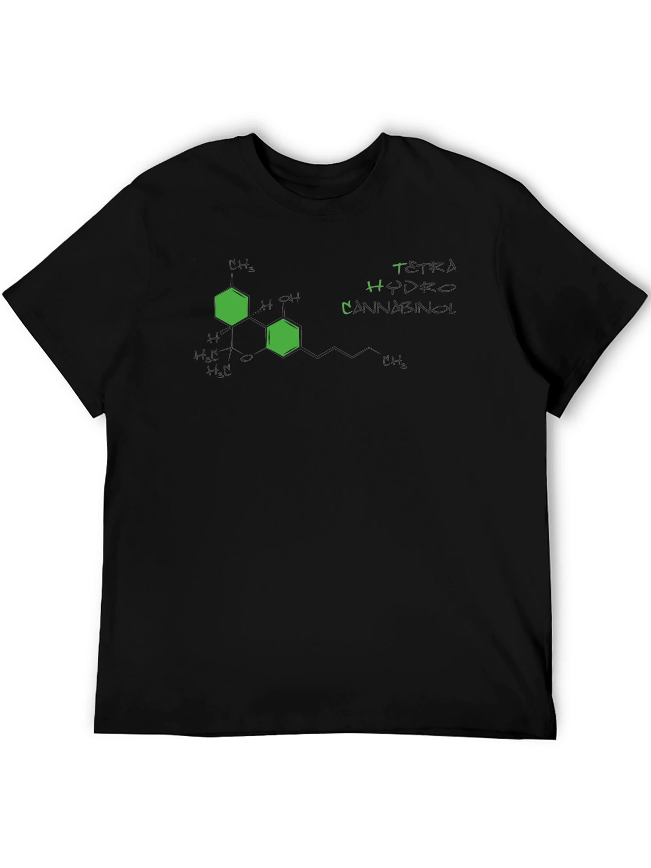 Tetrahydrocannabinol (THC) Molecule Black T-Shirt