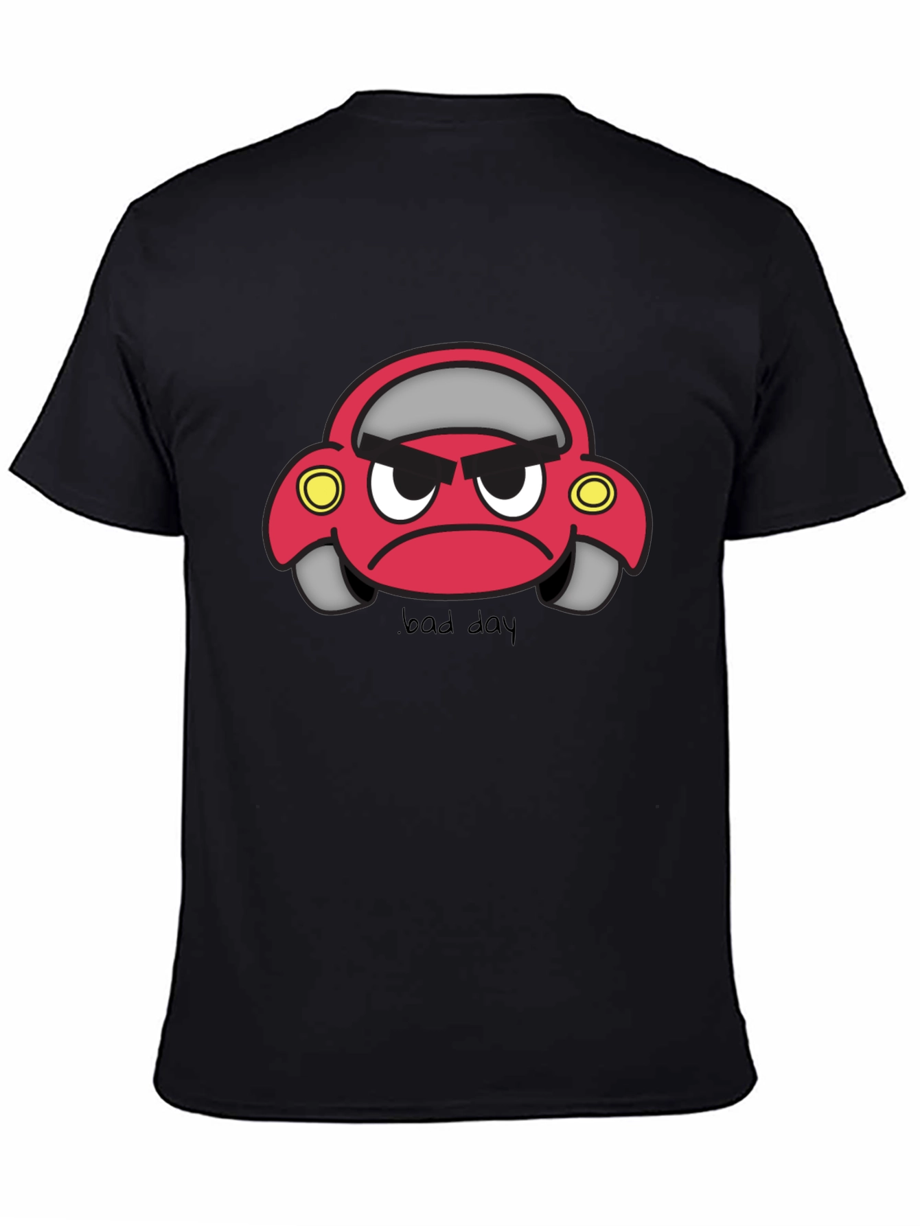 Bad Day Cartoon Car Black T-Shirt