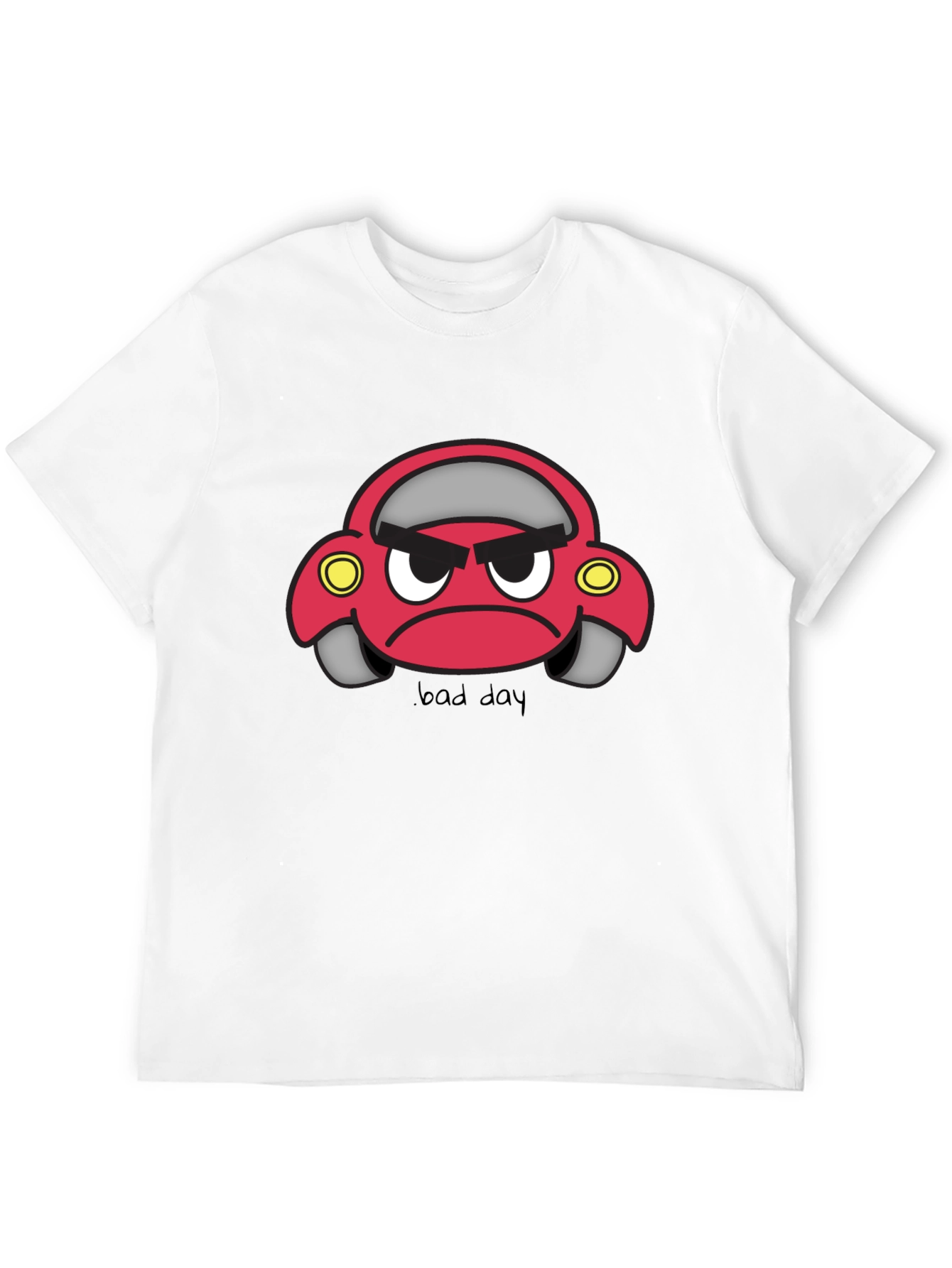 Bad Day Cartoon Car Black T-Shirt