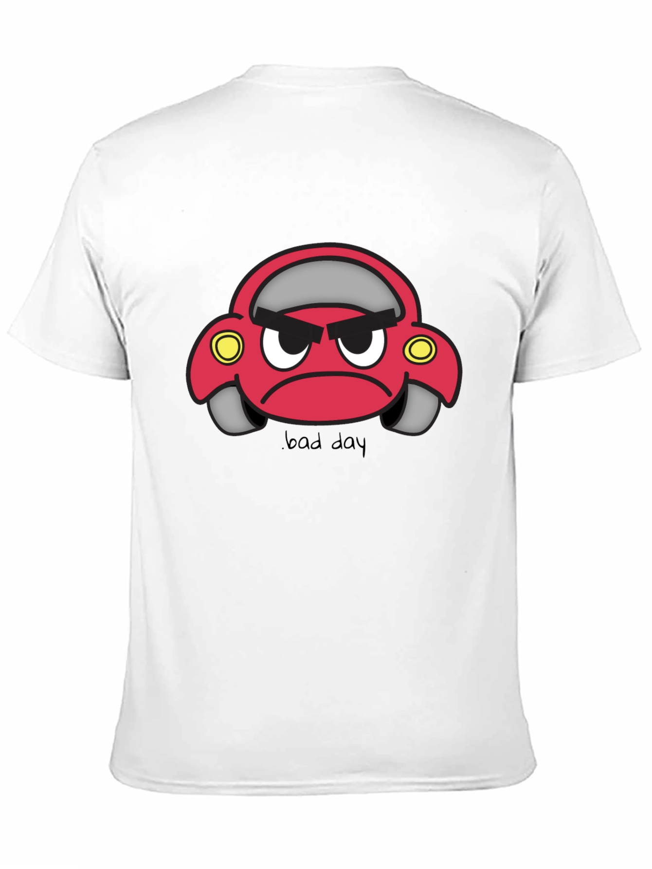 Bad Day Cartoon Car Black T-Shirt
