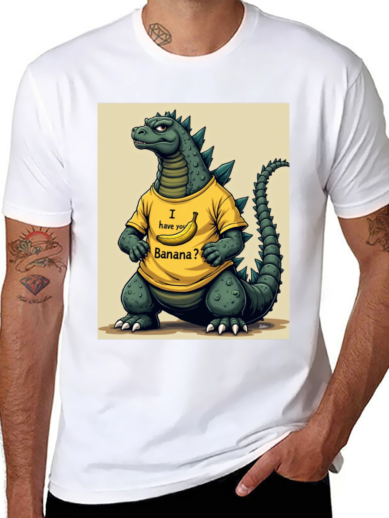 Godzilla Banana T-Shirt - Funny Cartoon Design