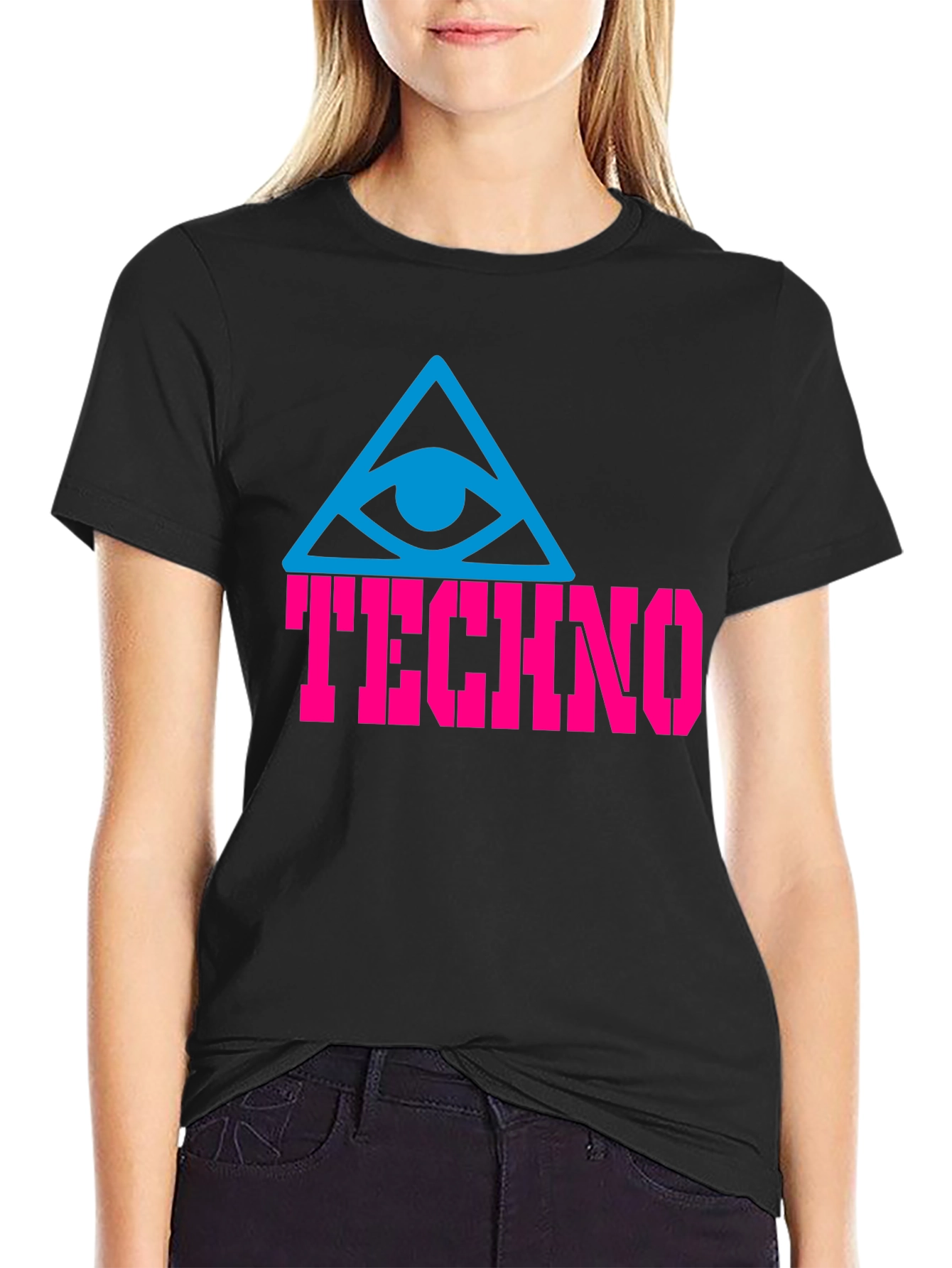 Techno Eye T-Shirt - Black Cotton Graphic Tee