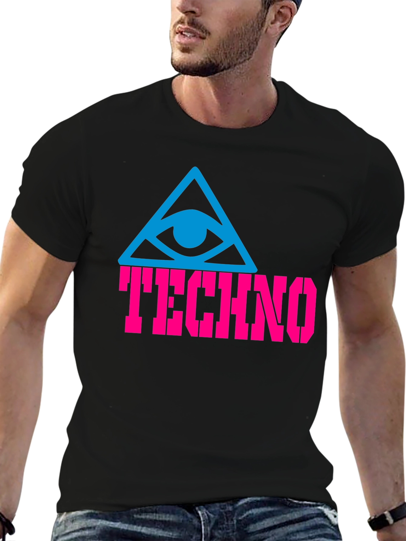 Techno Eye T-Shirt - Black Cotton Graphic Tee