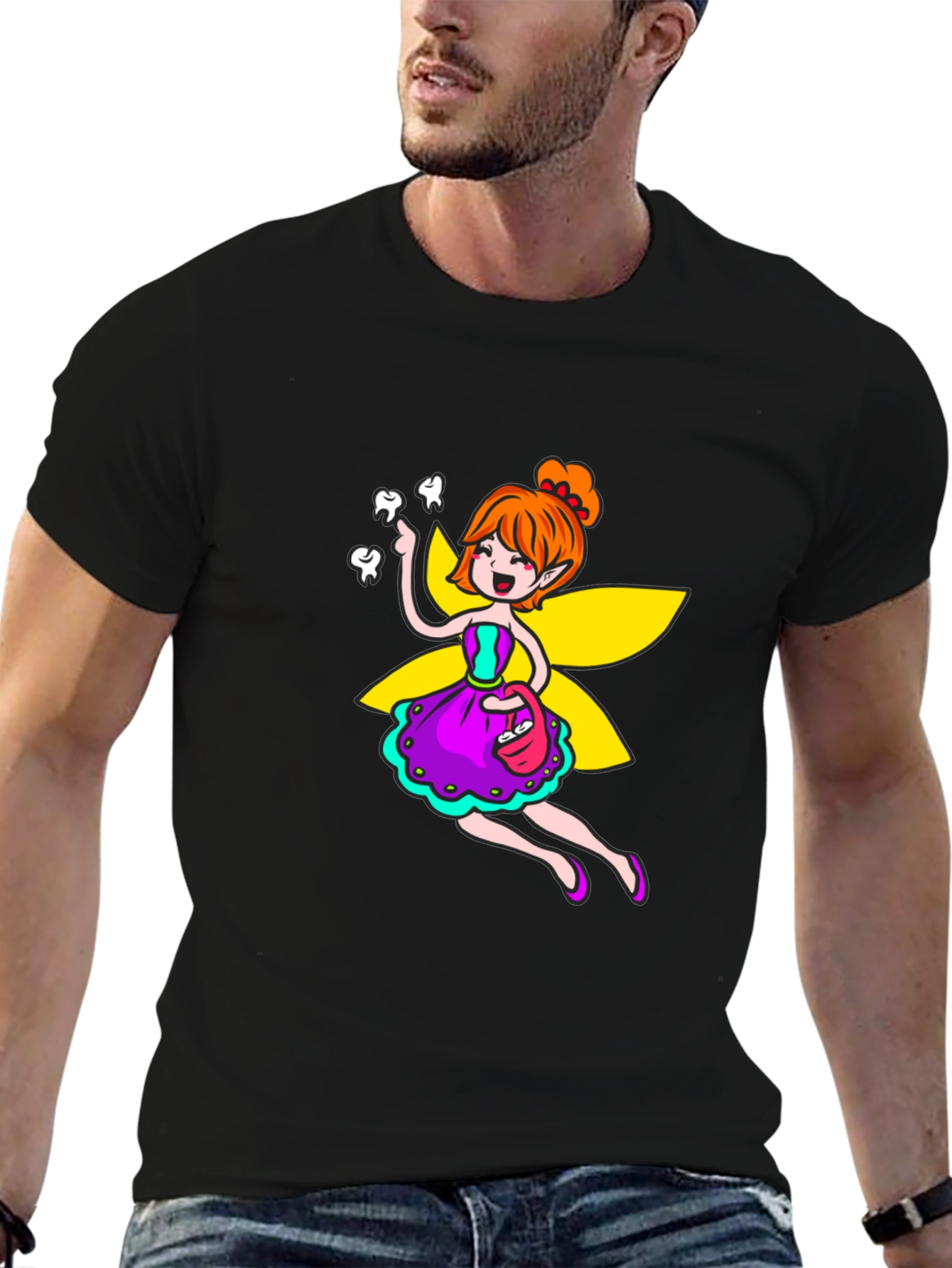 Tooth Fairy Graphic T-Shirt - Unique Cartoon Design