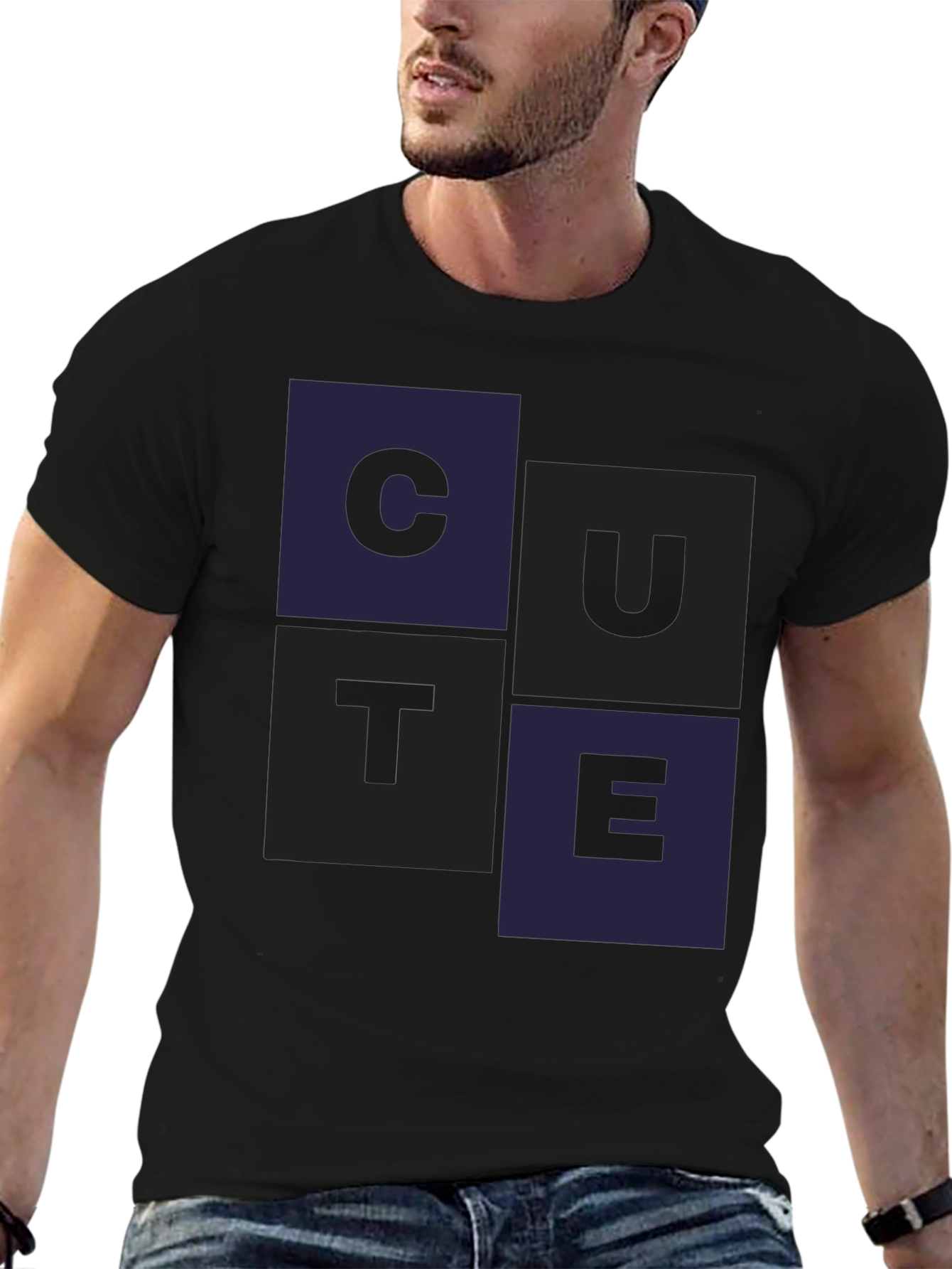 Cute Graphic Print Black T-Shirt