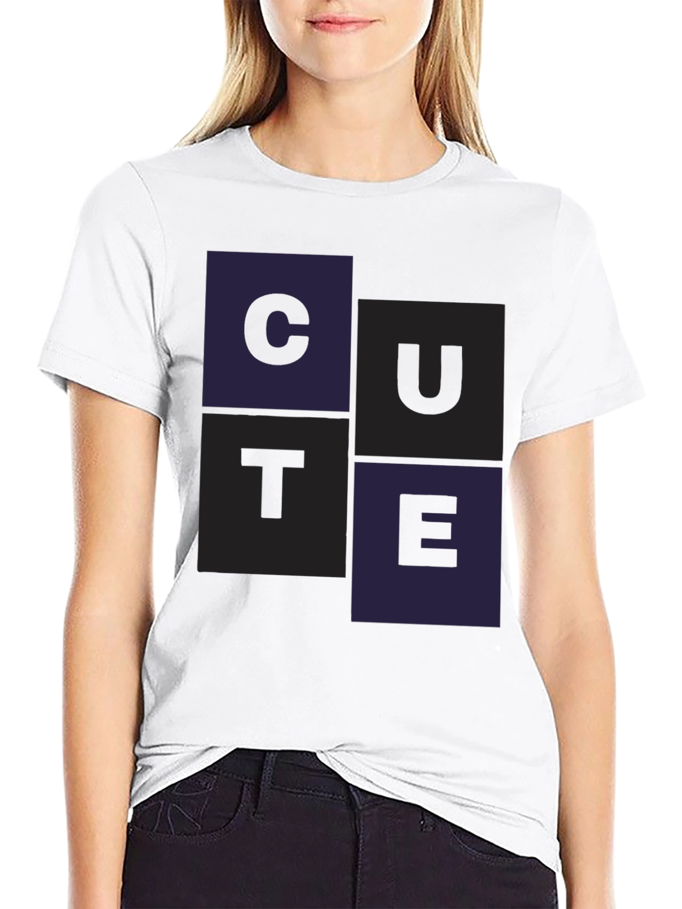 Cute Graphic Print Black T-Shirt