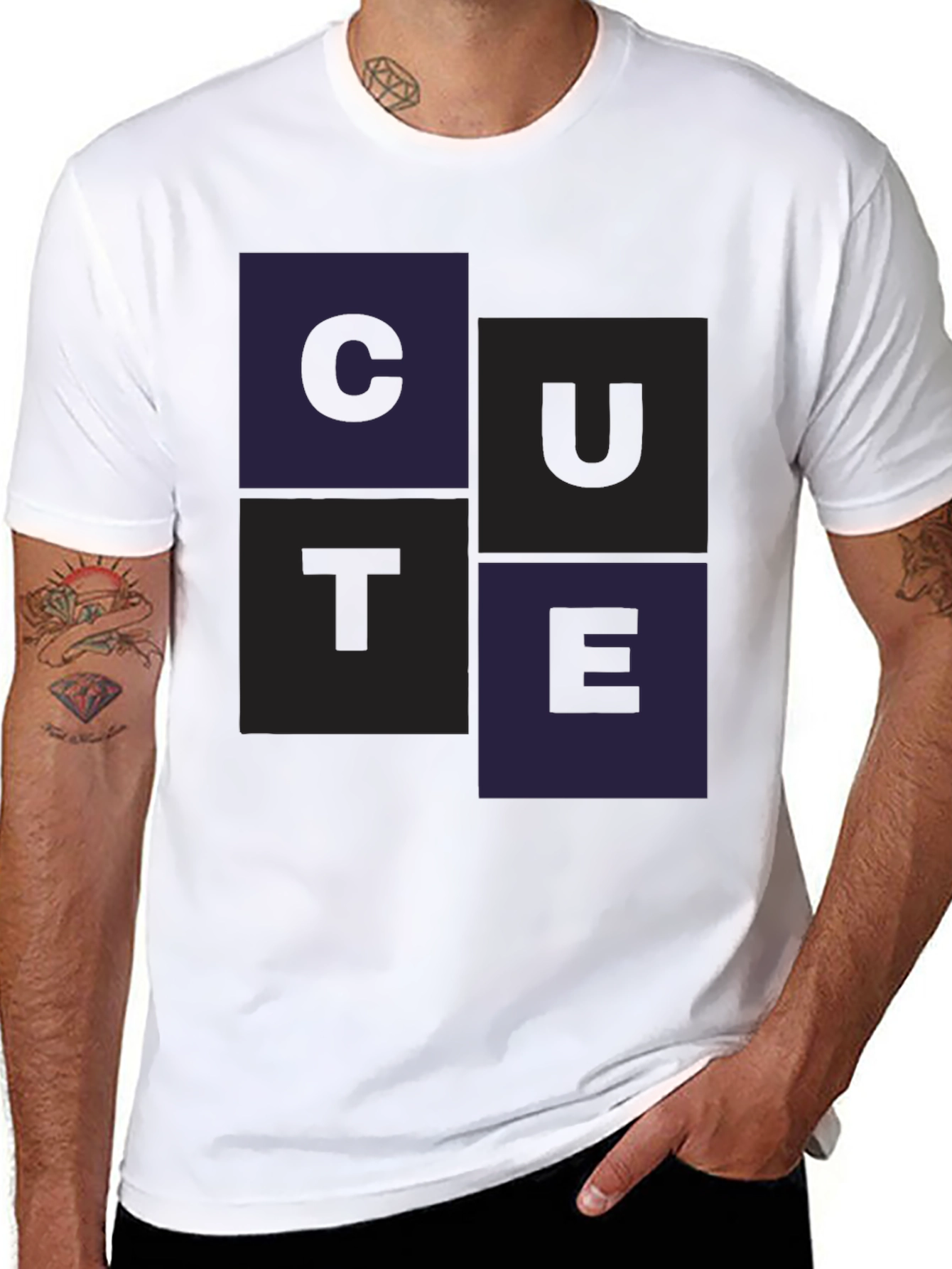 Cute Graphic Print Black T-Shirt