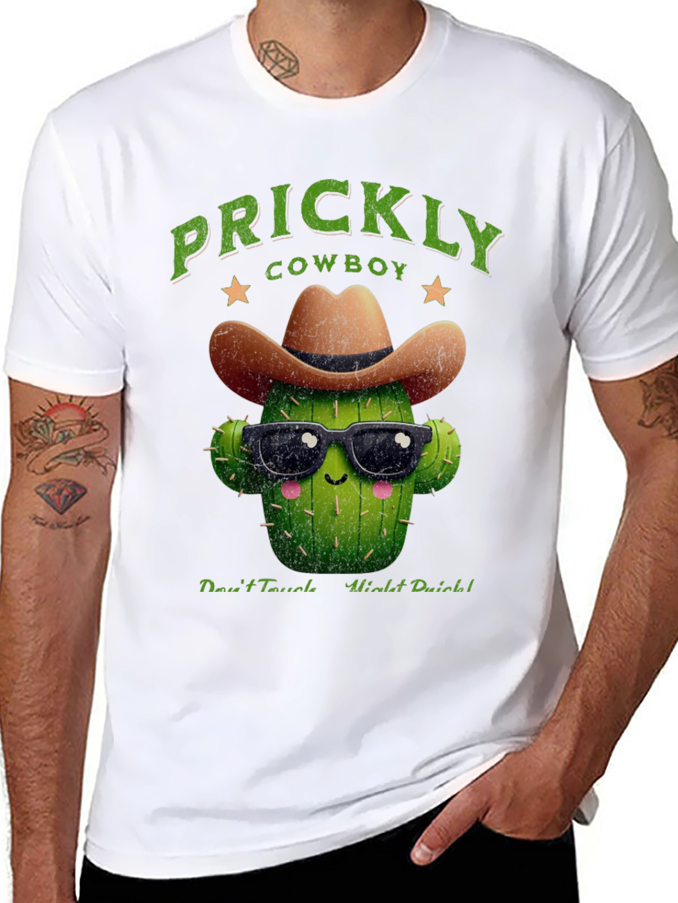 Prickly Cowboy Cactus Graphic T-Shirt