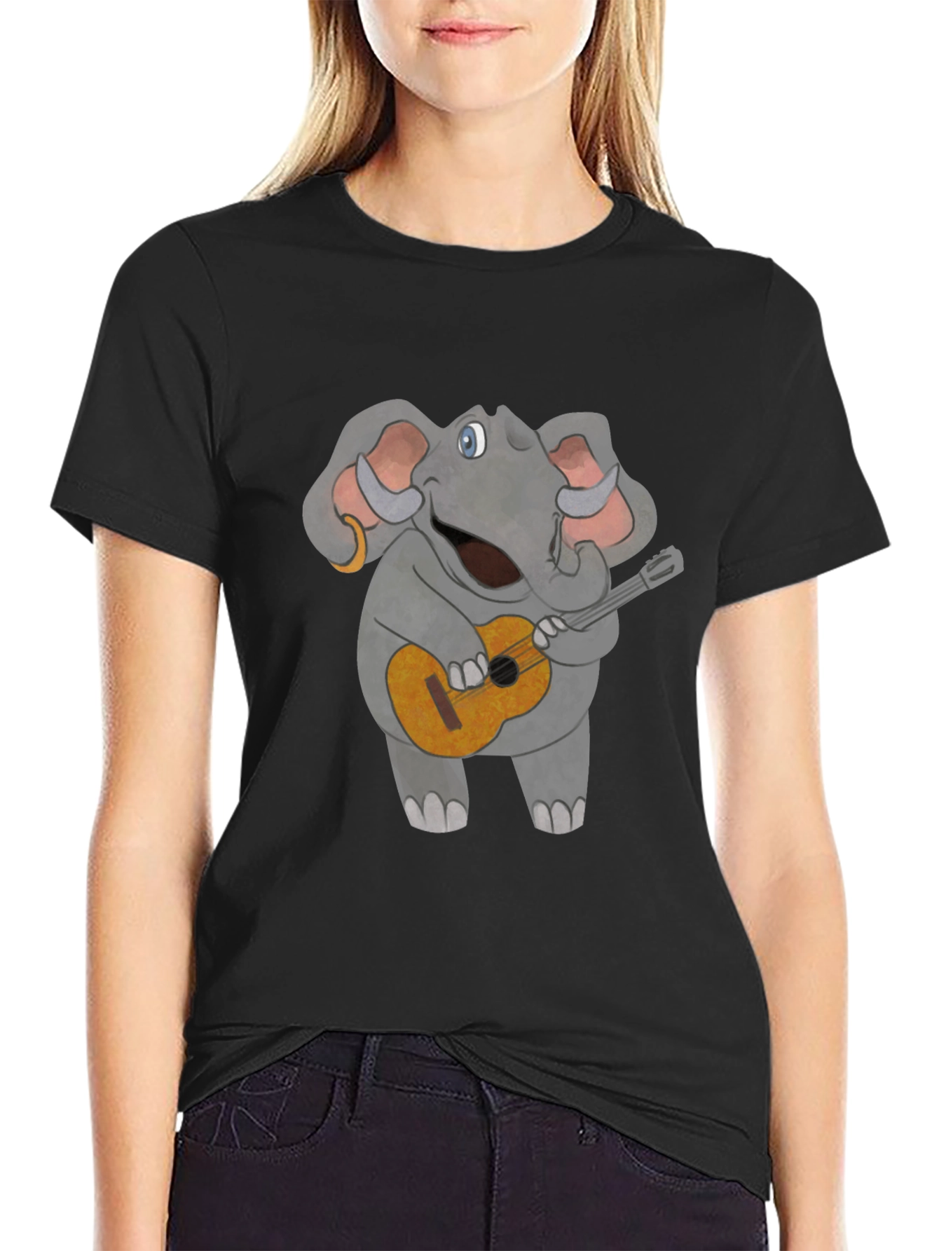 Elephant Guitar Player Graphic Tee