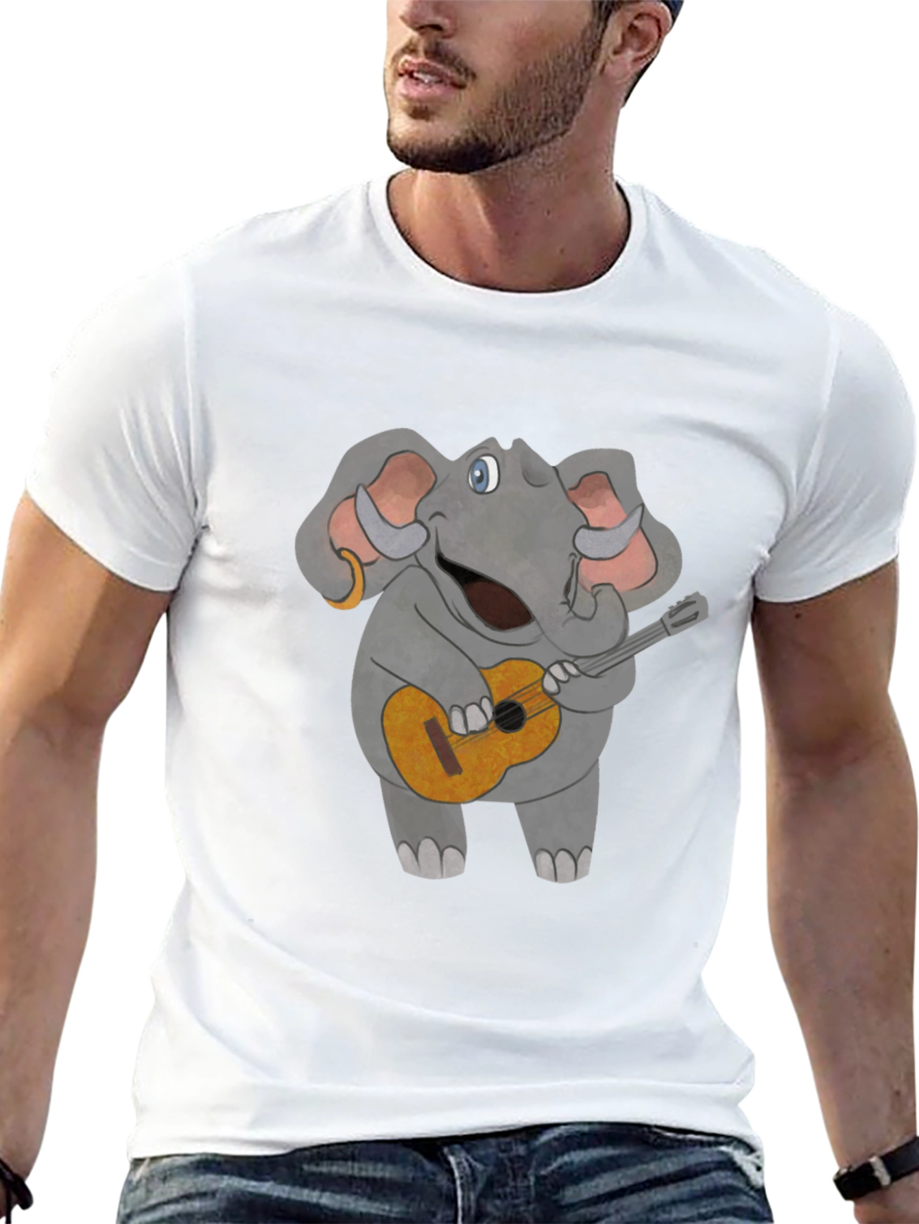 Elephant Guitar Player Graphic Tee