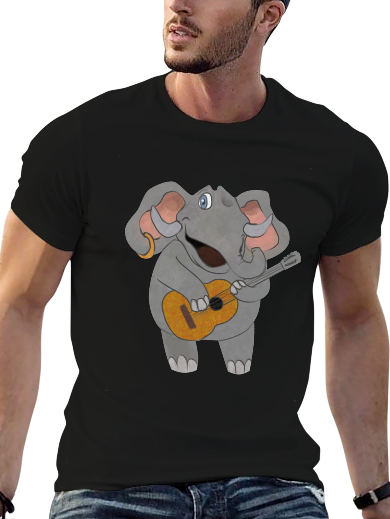 Elephant Guitar Player Graphic Tee