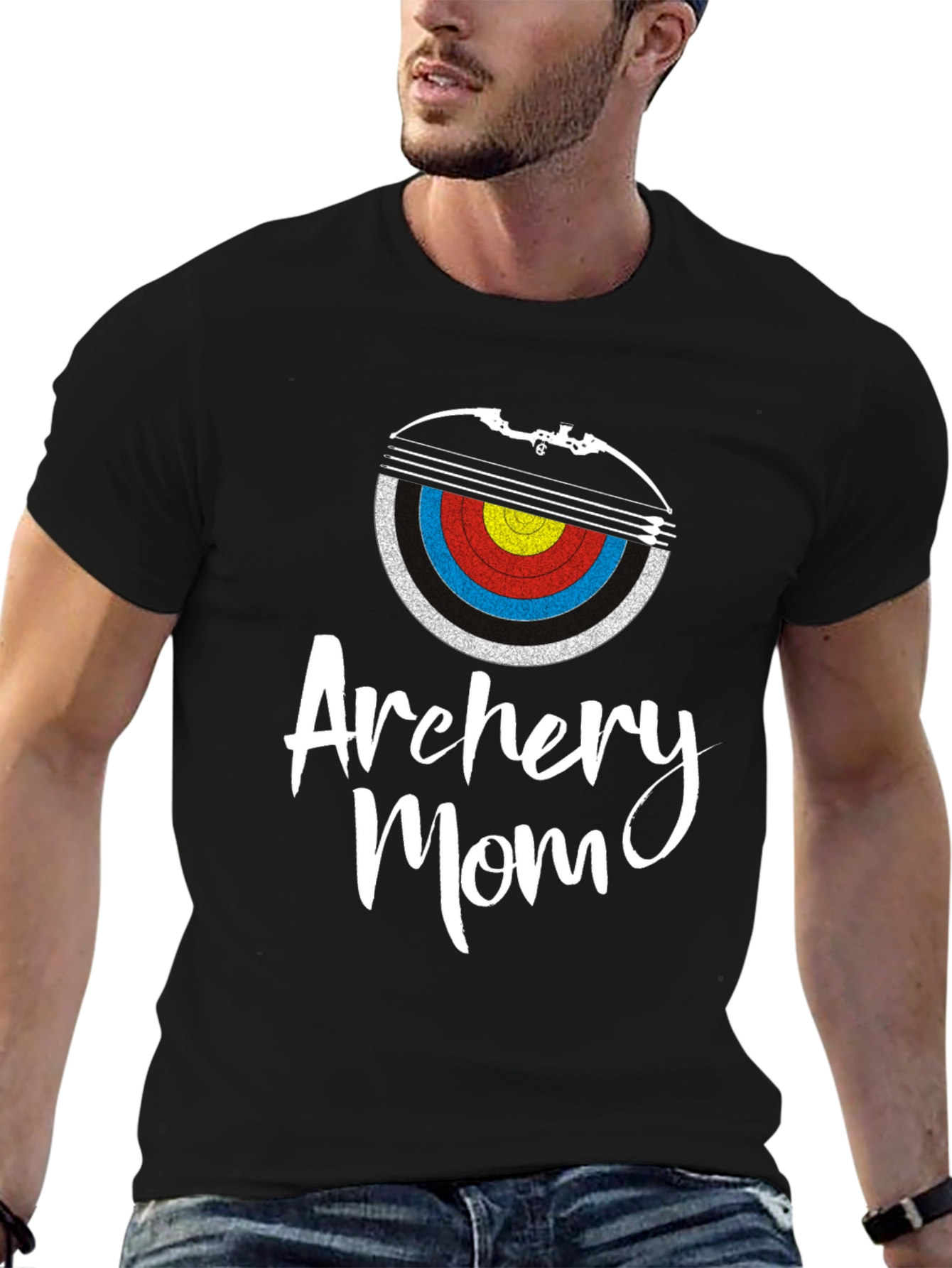 Archery Mom Graphic Tee - Black Cotton T-Shirt