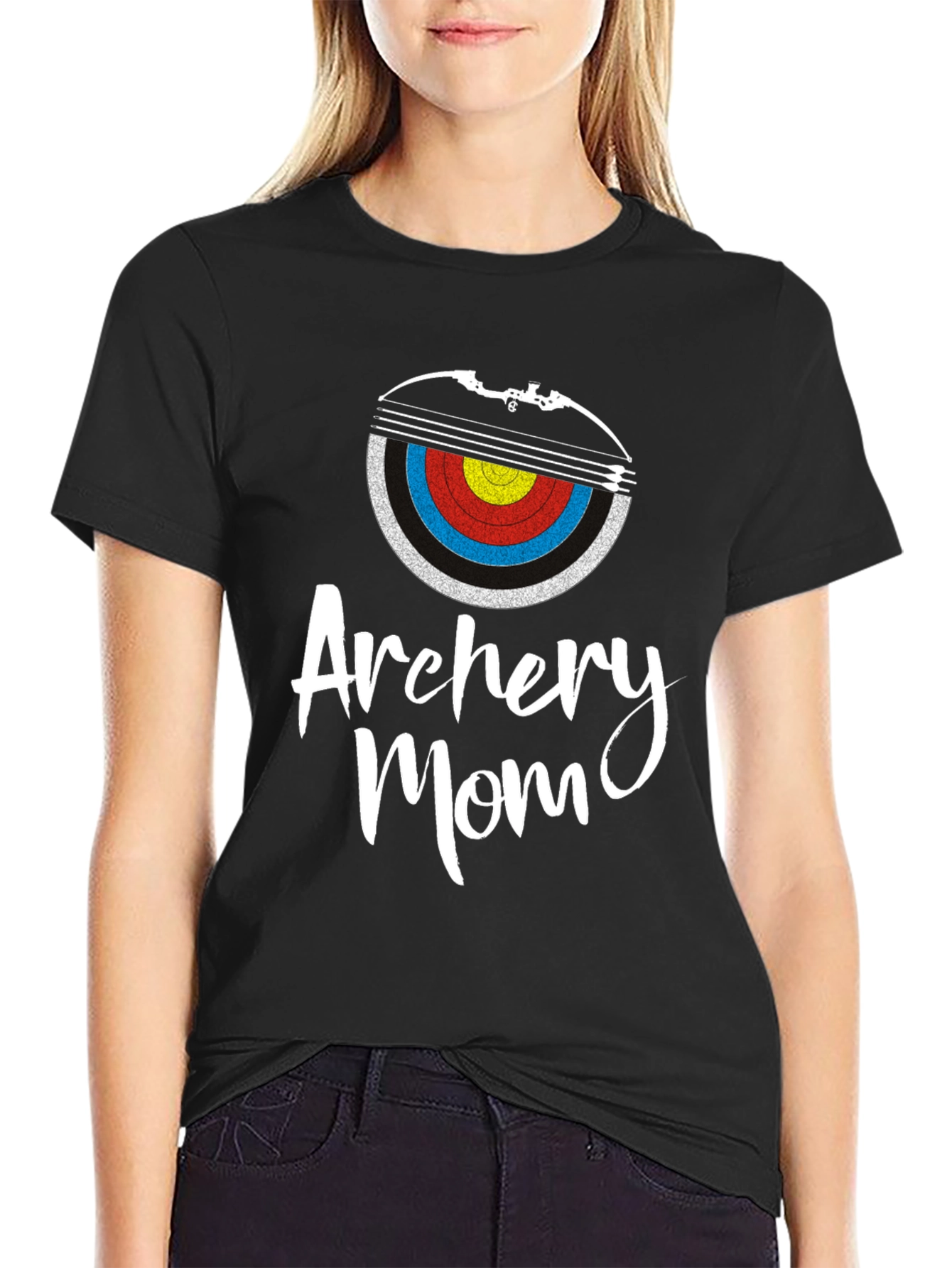 Archery Mom Graphic Tee - Black Cotton T-Shirt