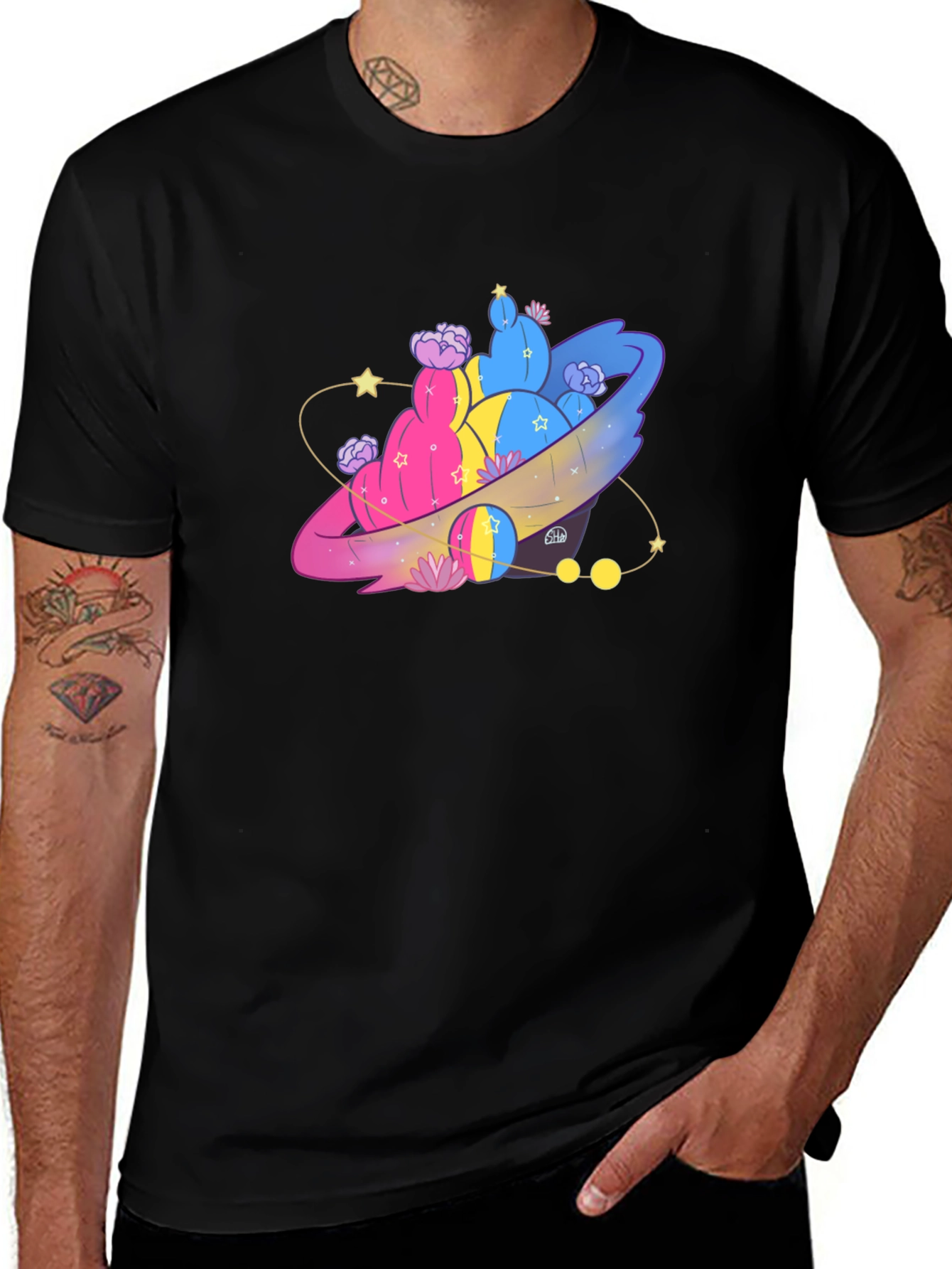 Cactus Planet Black Graphic Tee