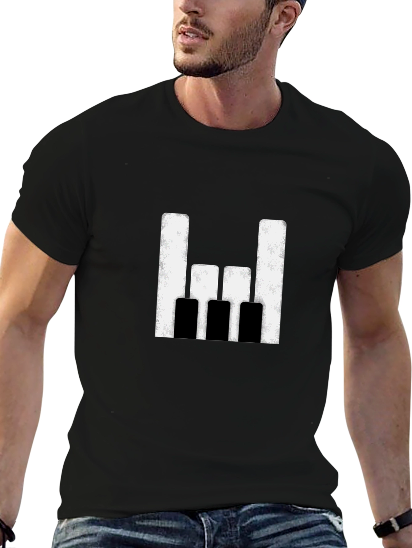 Cool Rock On Piano Keys Graphic T-Shirt