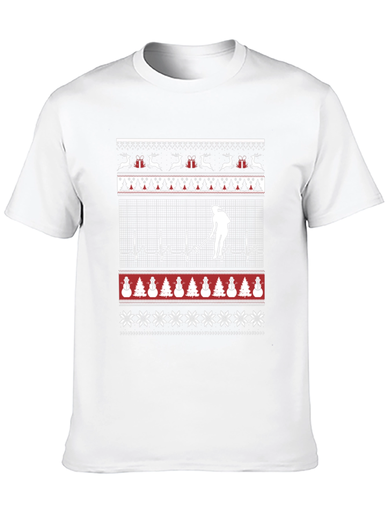 Festive Hockey Player Ugly Christmas T-Shirt