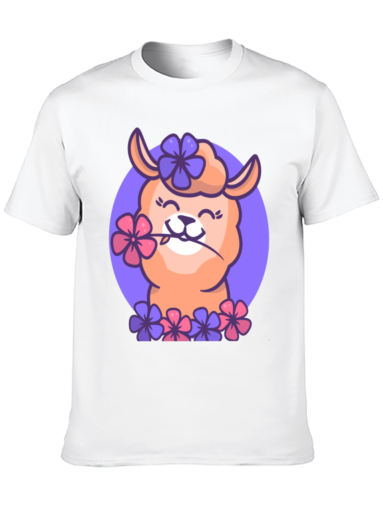 Llama Flower Power T-Shirt - Cute Cartoon Design