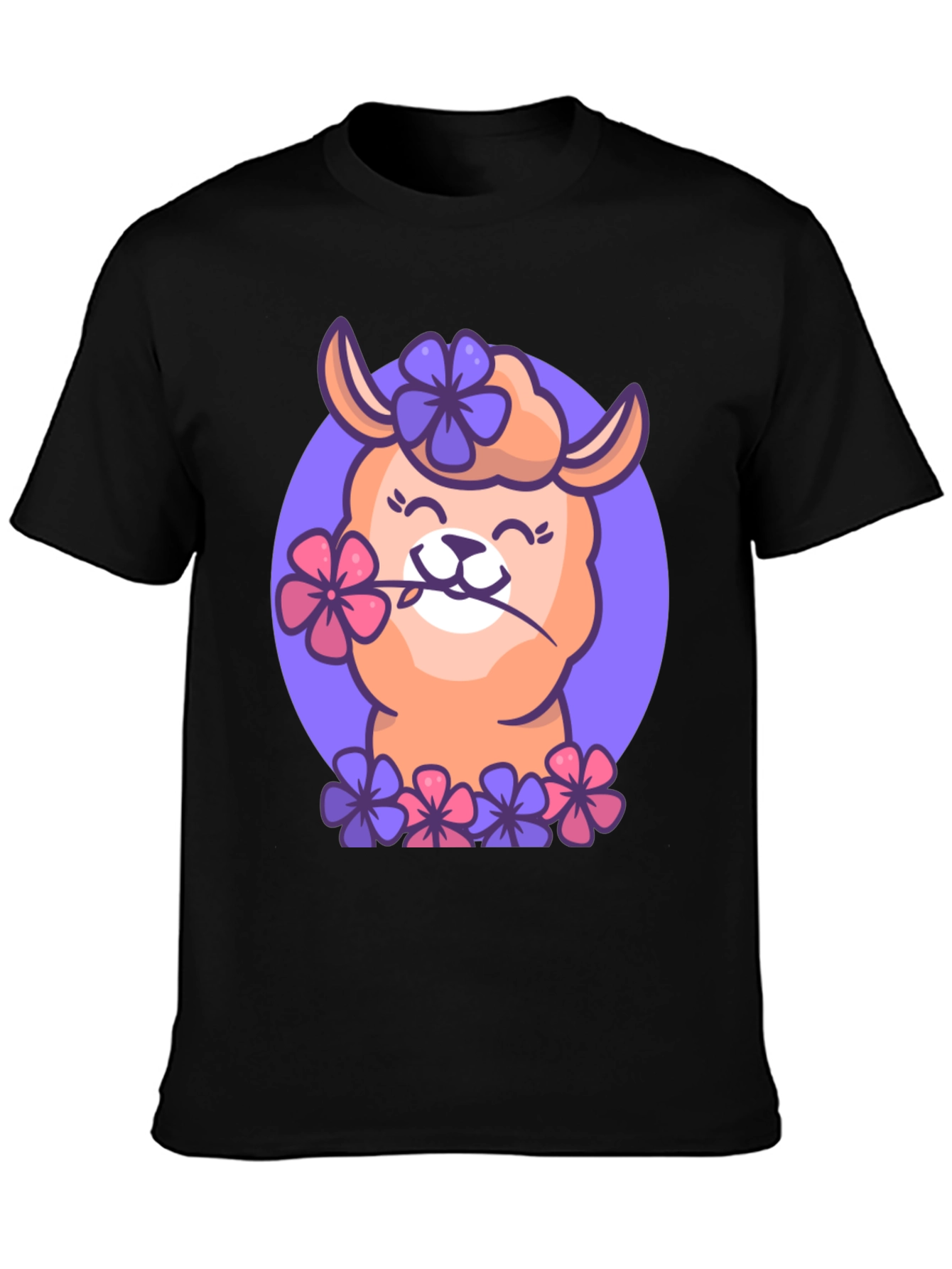 Llama Flower Power T-Shirt - Cute Cartoon Design