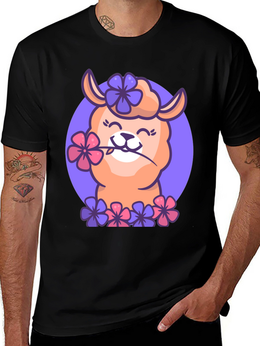 Llama Flower Power T-Shirt - Cute Cartoon Design