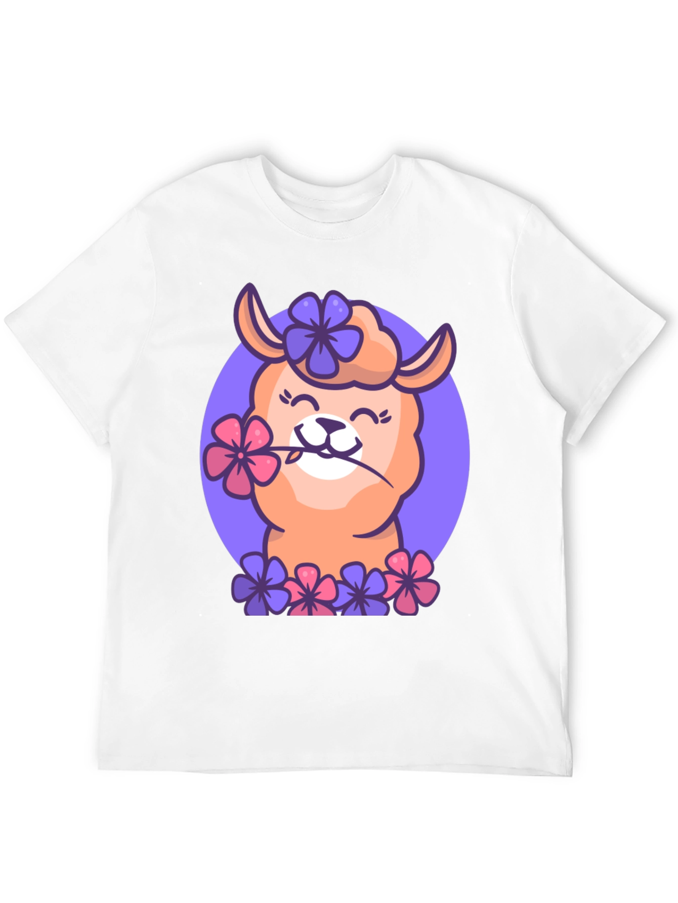Llama Flower Power T-Shirt - Cute Cartoon Design