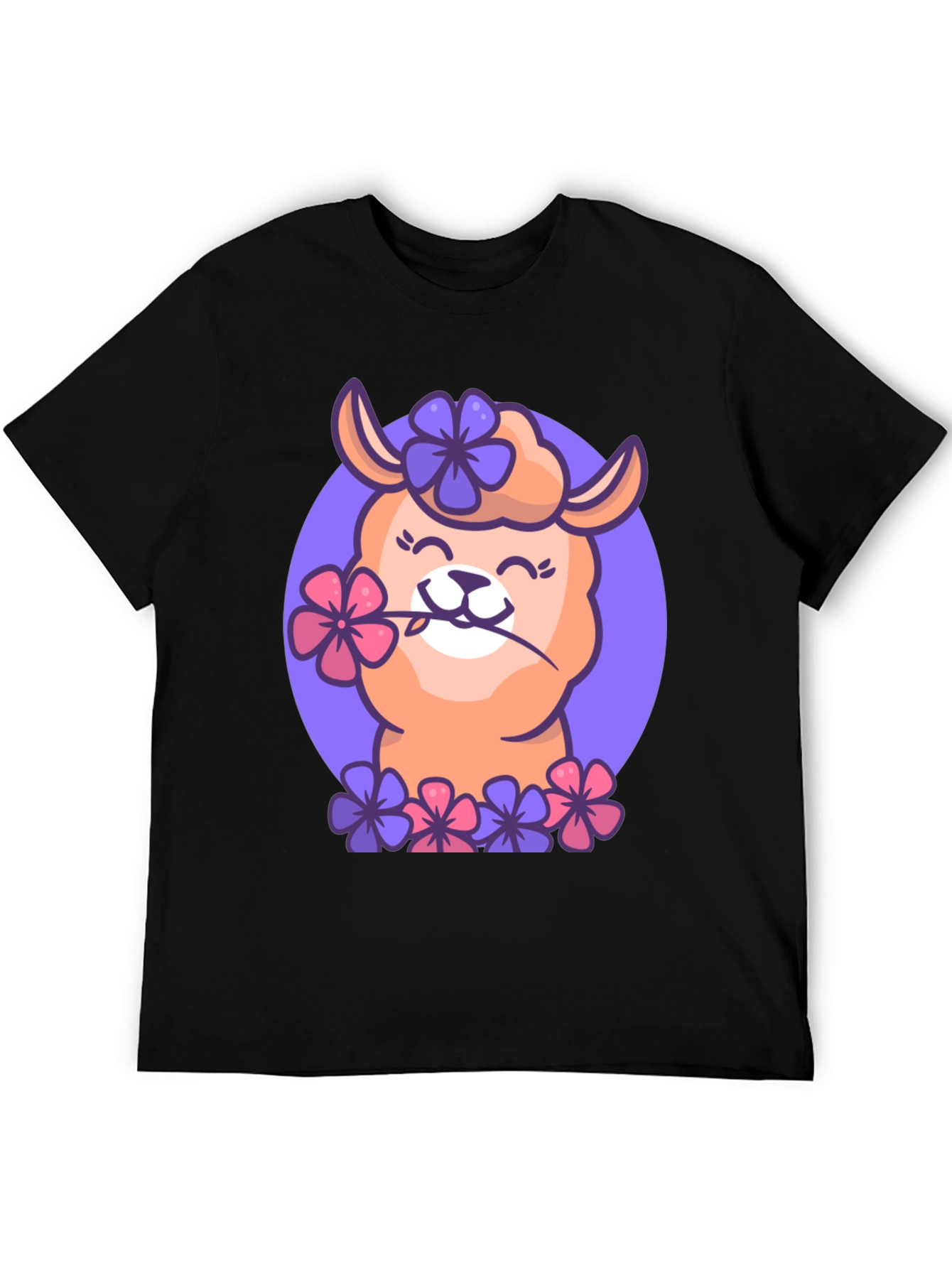 Llama Flower Power T-Shirt - Cute Cartoon Design