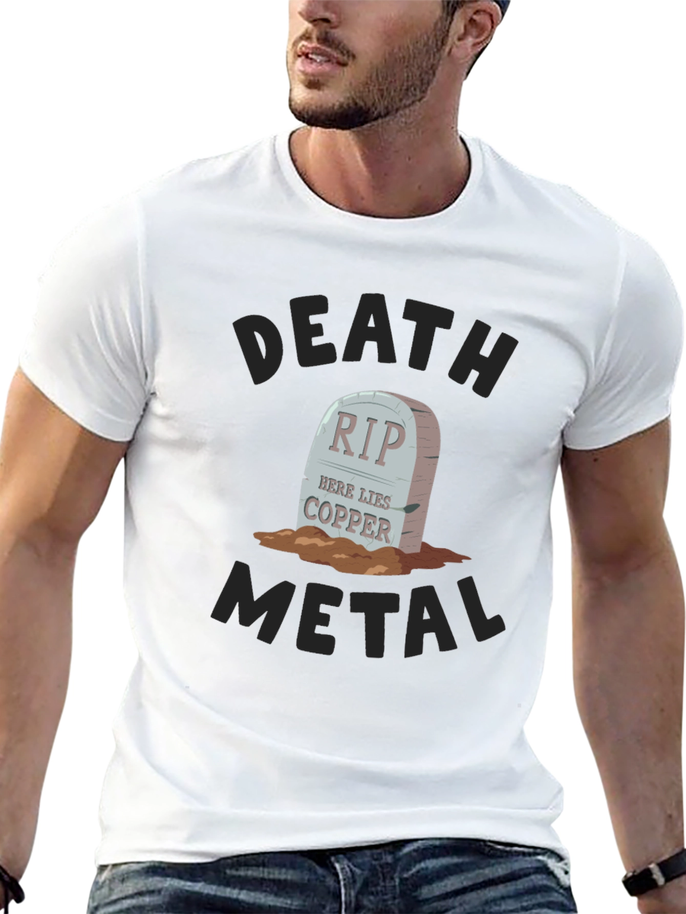 Death Metal RIP Copper Grave Humor Graphic T-Shirt