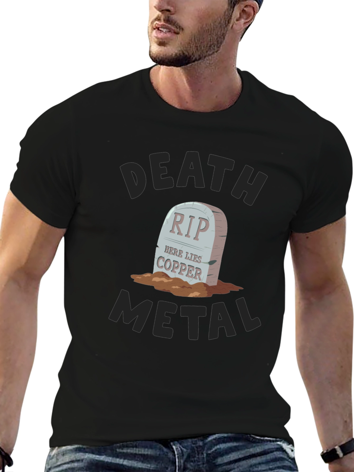 Death Metal RIP Copper Grave Humor Graphic T-Shirt