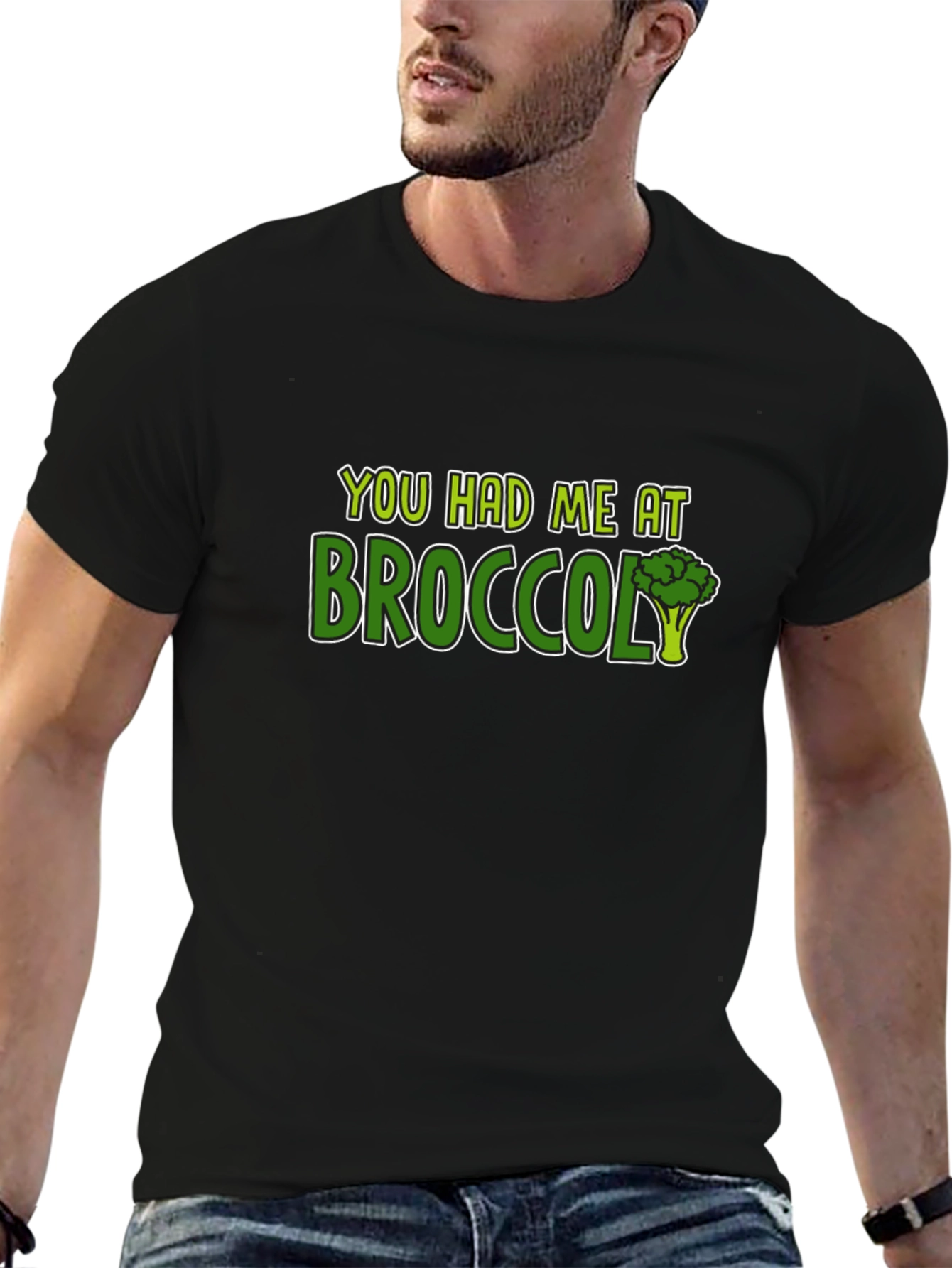 You Had Me at Broccoli Graphic Tee - Black