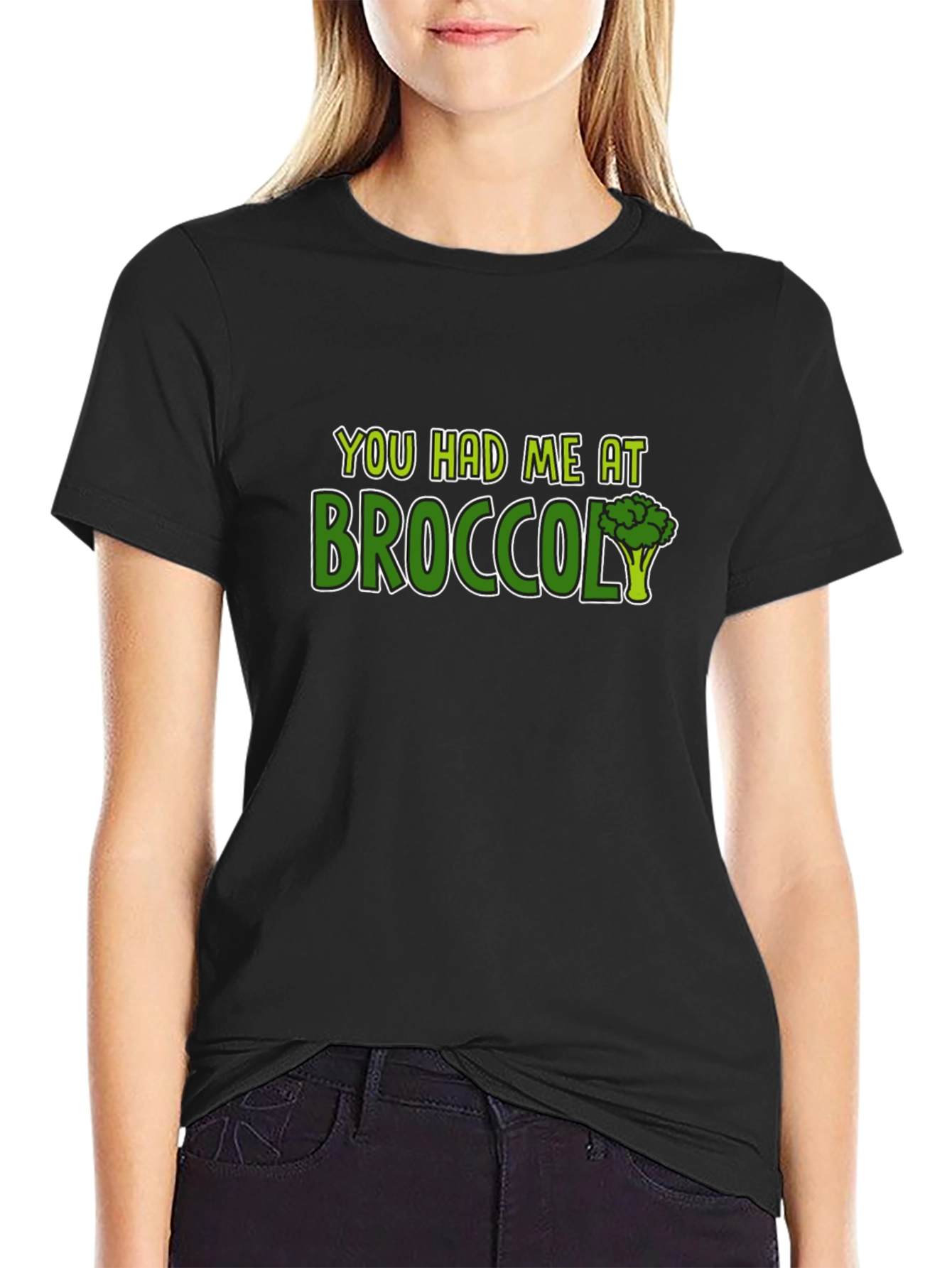 You Had Me at Broccoli Graphic Tee - Black