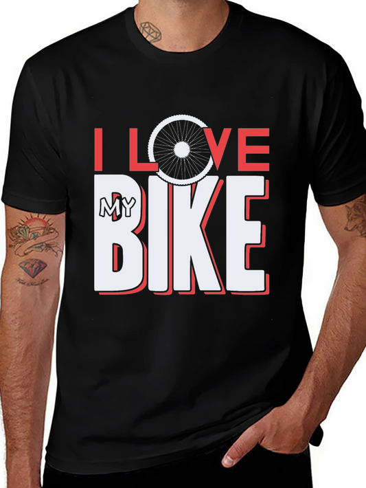 I Love My Bike Graphic Tee - Black Cotton T-Shirt