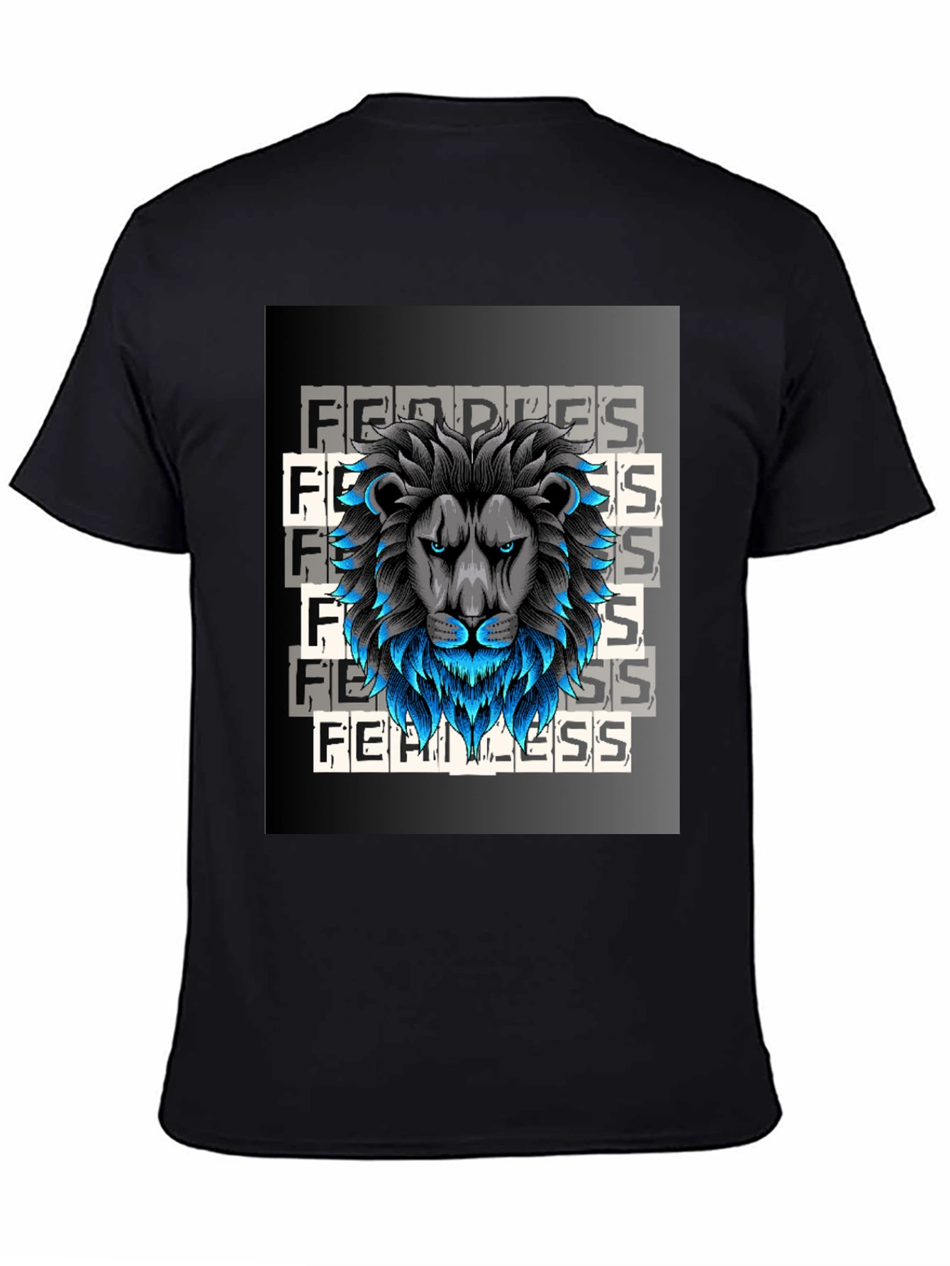 Fearless Lion Graphic Tee - Black Cotton T-Shirt
